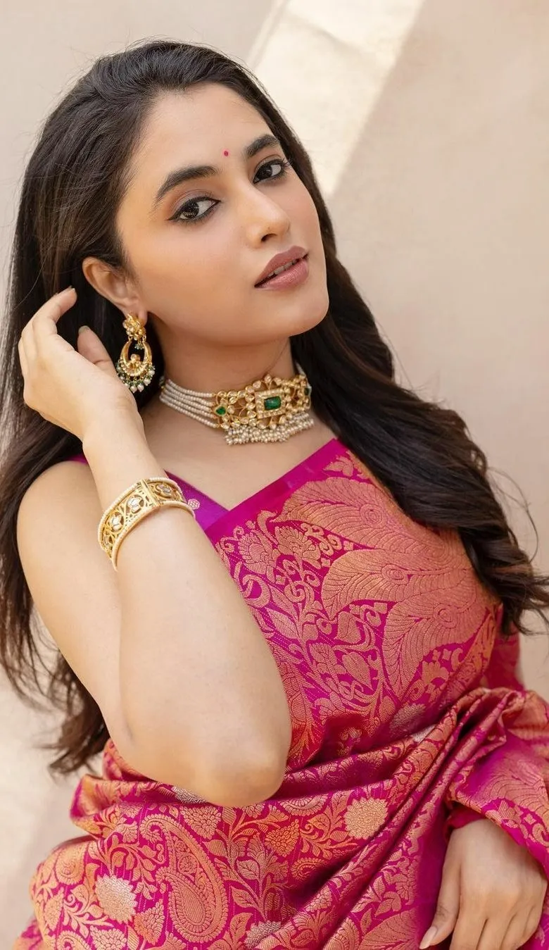 Gorgeous Image of Priyanka Monan in a Pink Saree Wallpaper