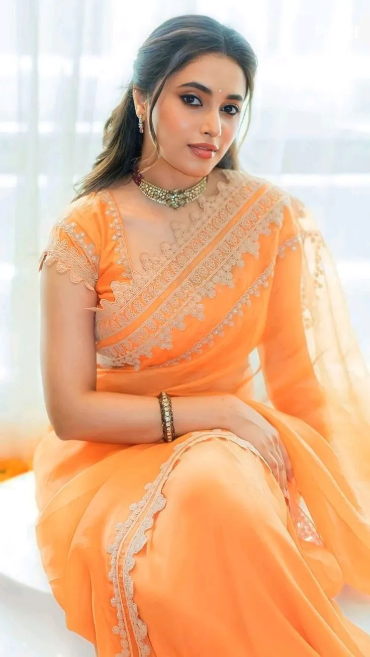 Graceful Priyanka Arul Mohan in Bright Orange Saree image