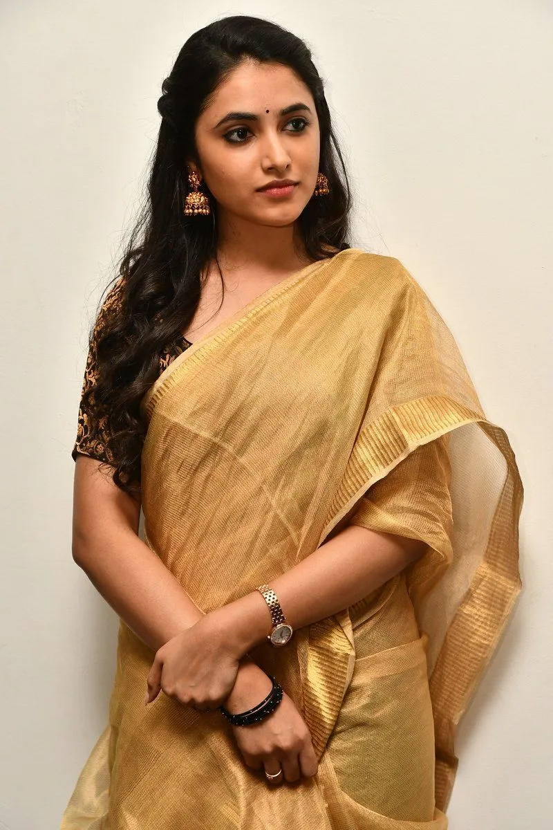 Graceful Priyanka Arul Mohan in mustard saree portrait HD