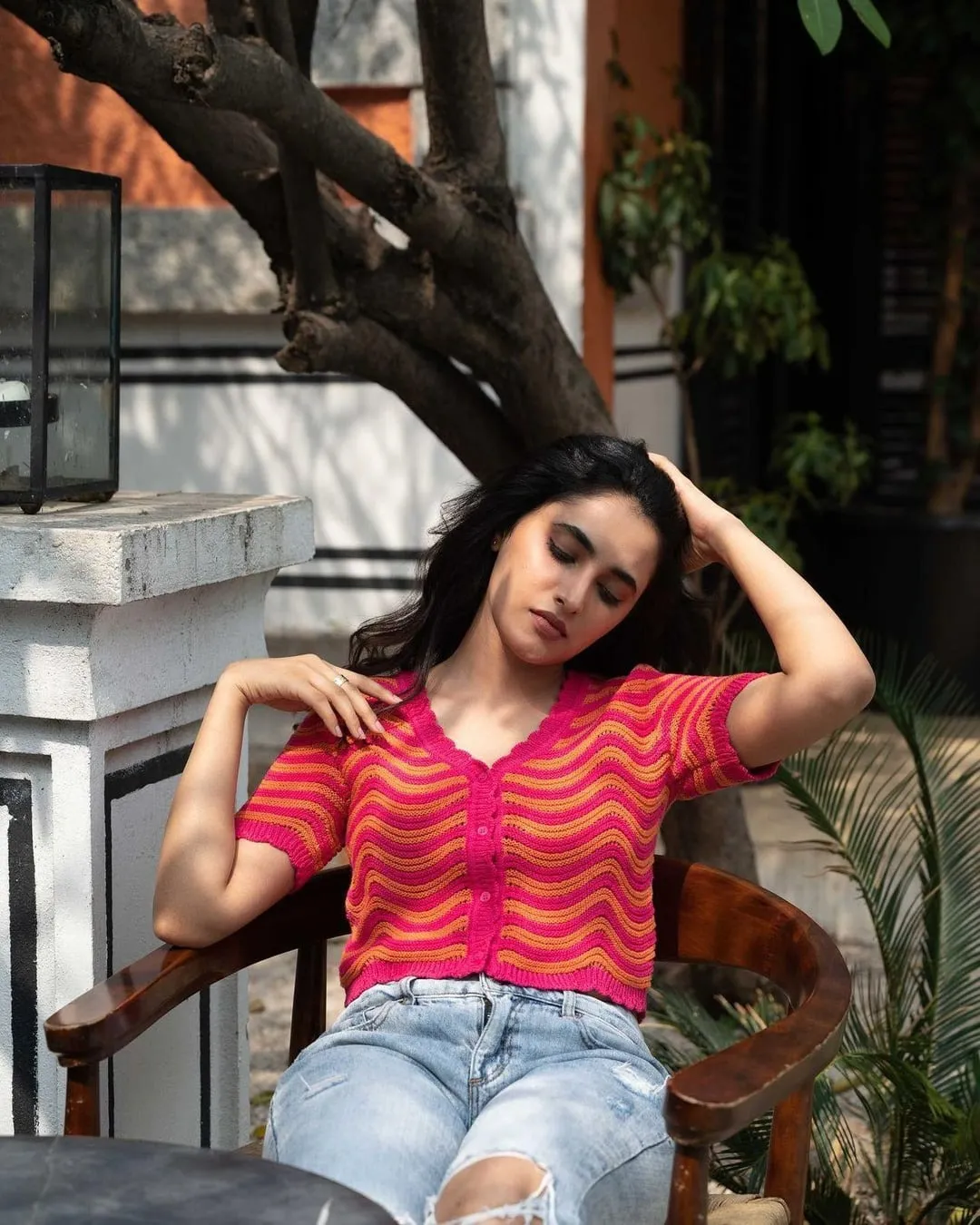 Lovely Image of Priyanka Mohan Sitting on the Wooden Chair