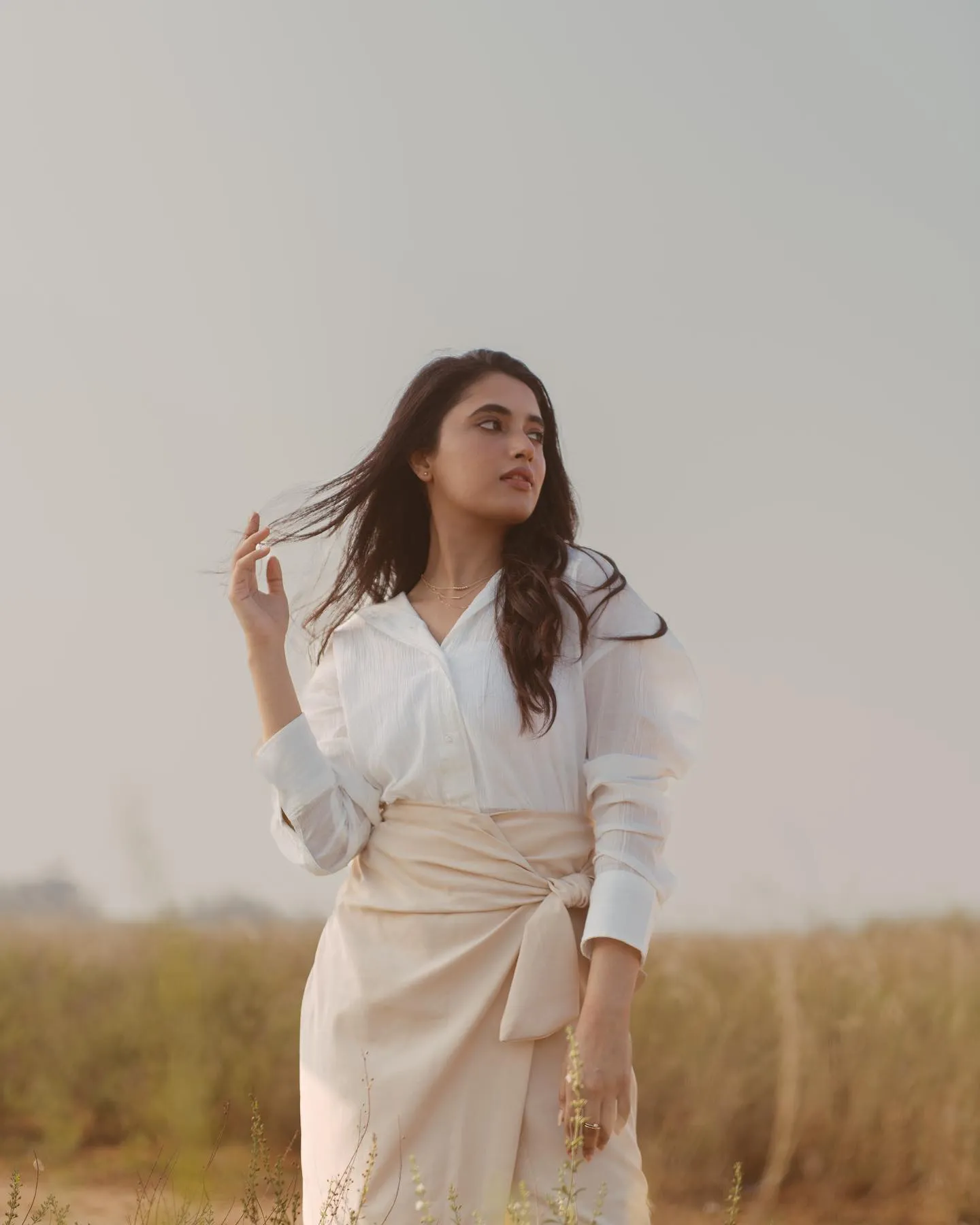 Outdoor Breeze Shot of Priyanka Arul Mohan in White Shirt