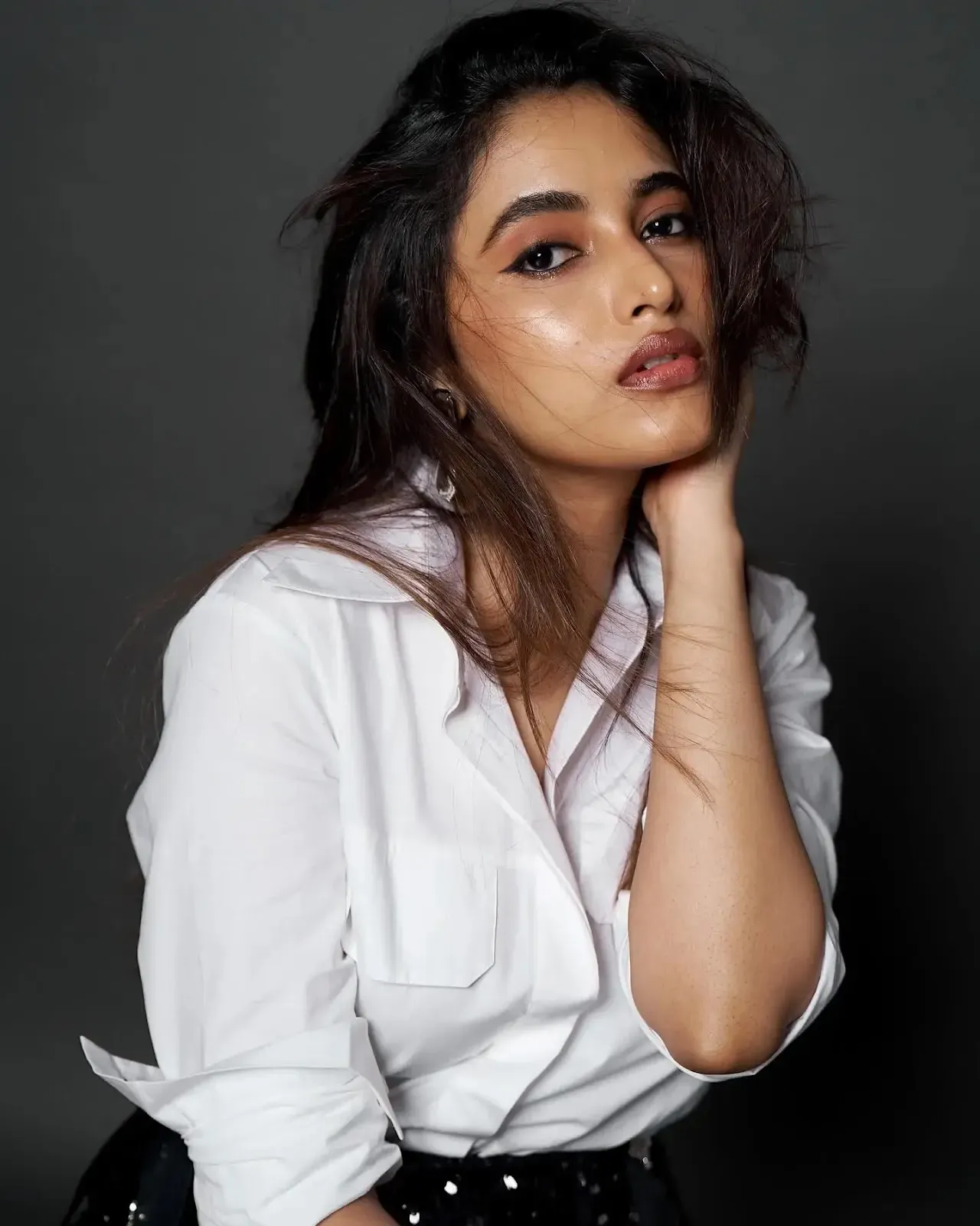 Priyanka Arul Mohan Casual White Shirt Look with Attitude