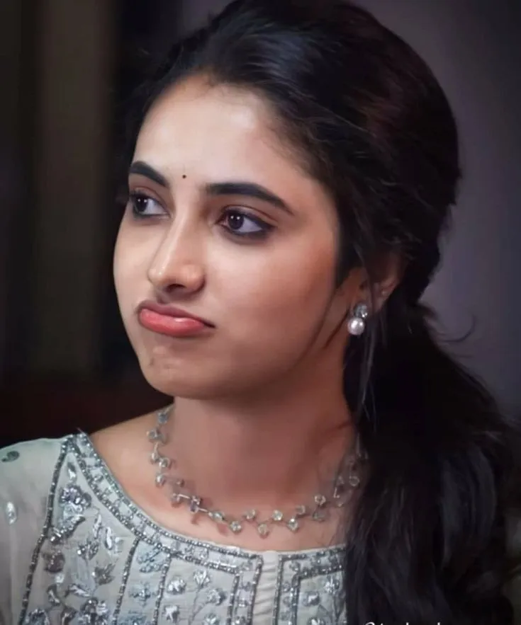 Priyanka Arul Mohan Cute Expression in Silver Embroidery