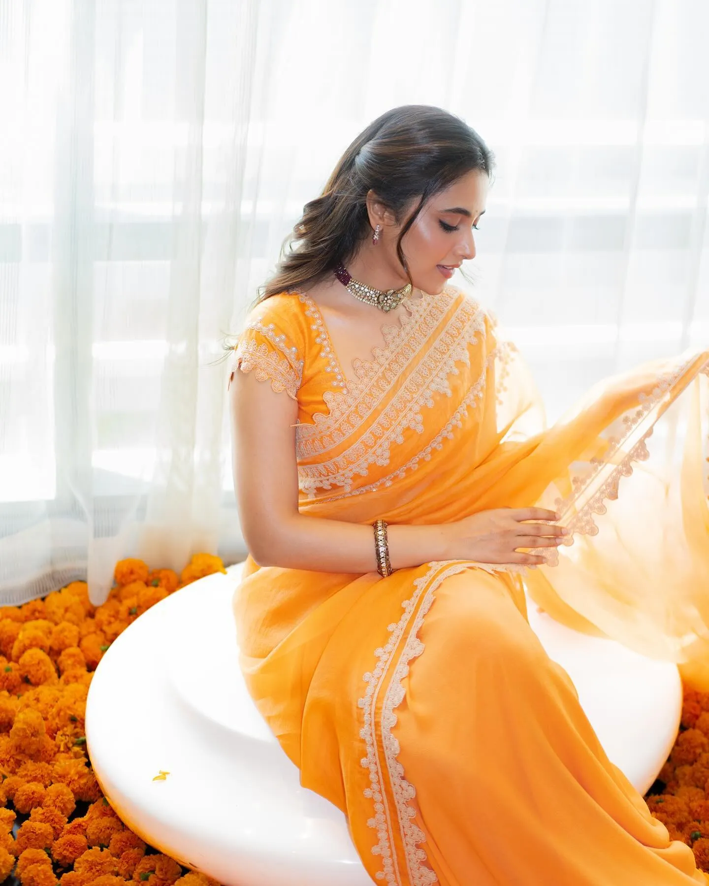 Priyanka Arul Mohan in Bright Orange Traditional Dress image