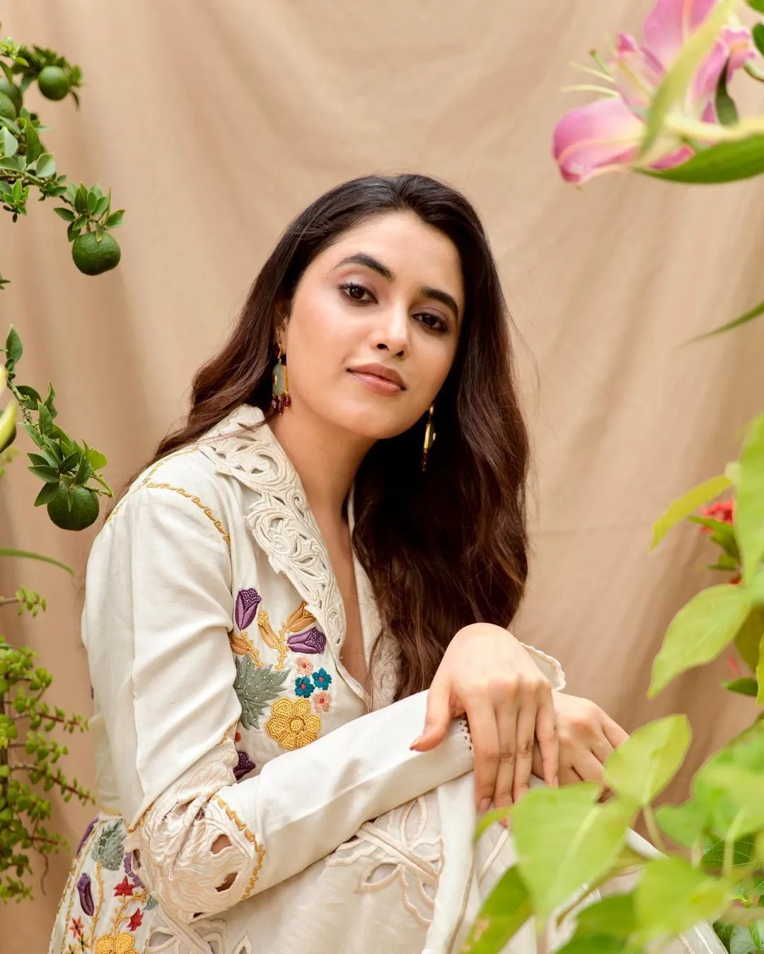 Priyanka Arul Mohan in Floral Dress with Calm Expression