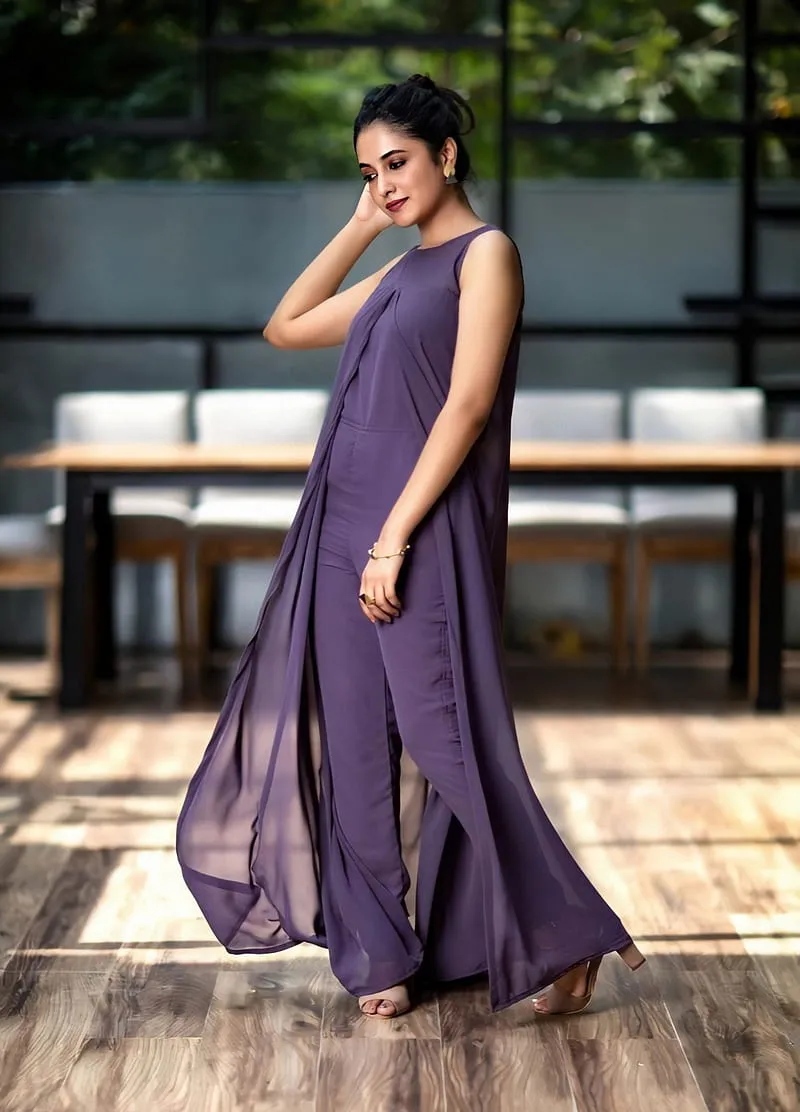 Priyanka Arul Mohan in Gorgeous Flowing Purple DressHD
