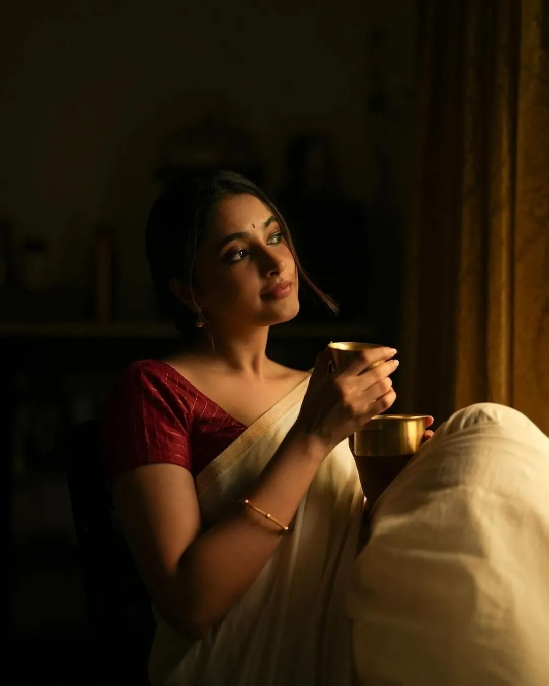 Priyanka Arul Mohan in Saree with Warm Indoor Lighting HD