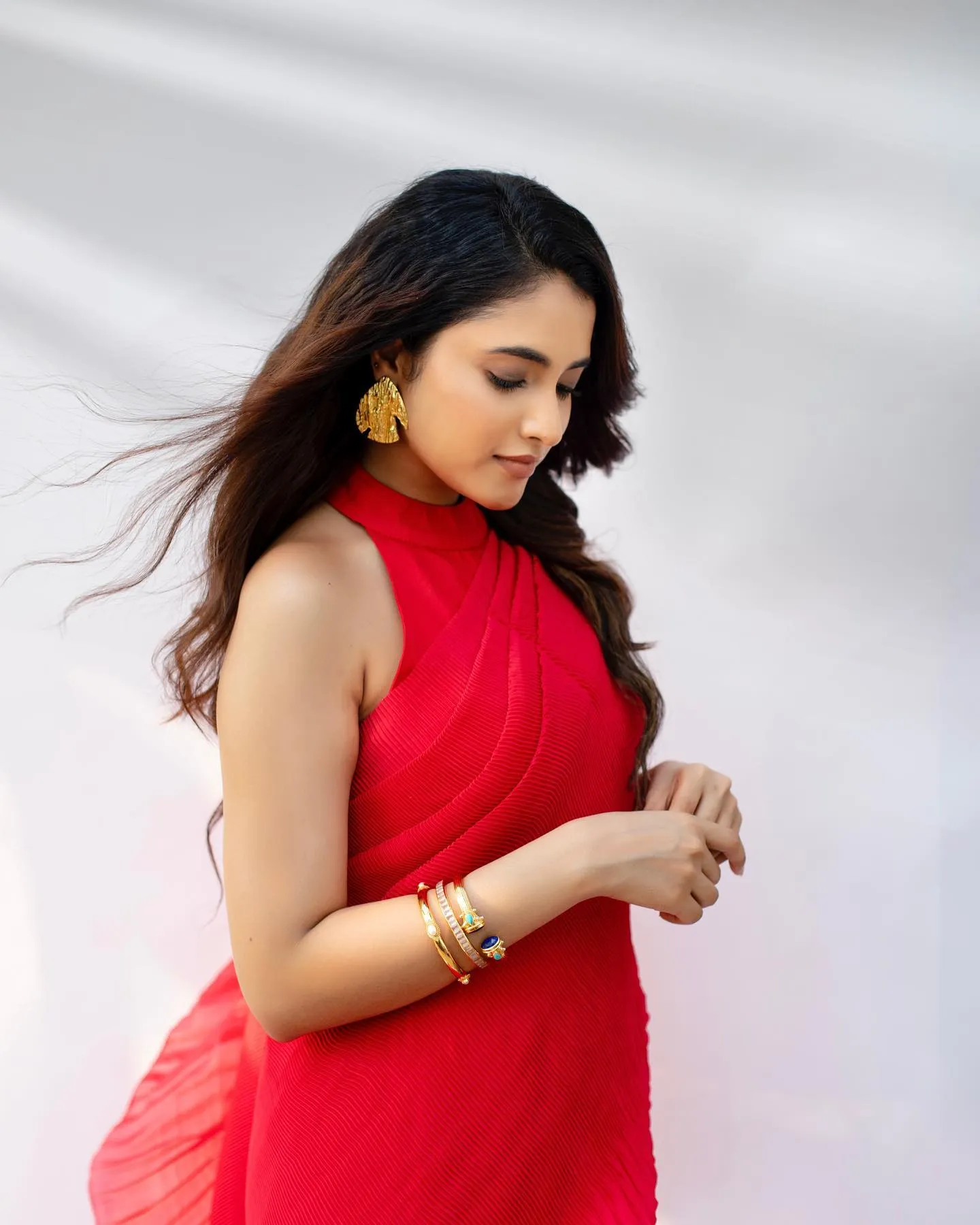 Priyanka Arul Mohan in Stylish Red Dress with Side Profile