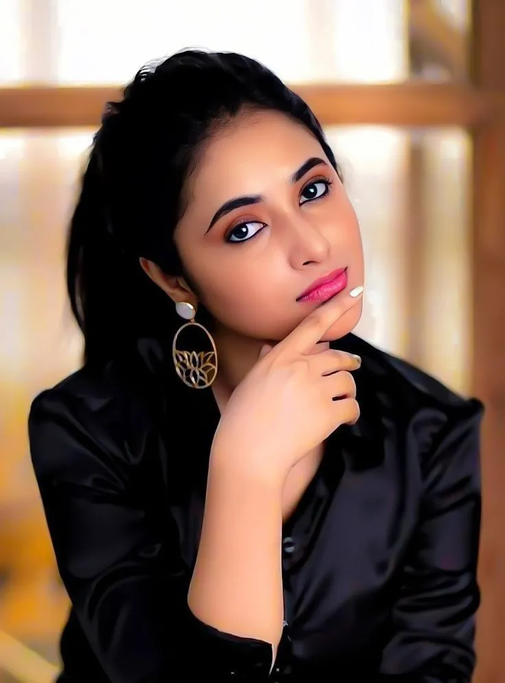 Priyanka Arul Mohan Thoughtful Look in Black Satin Dress