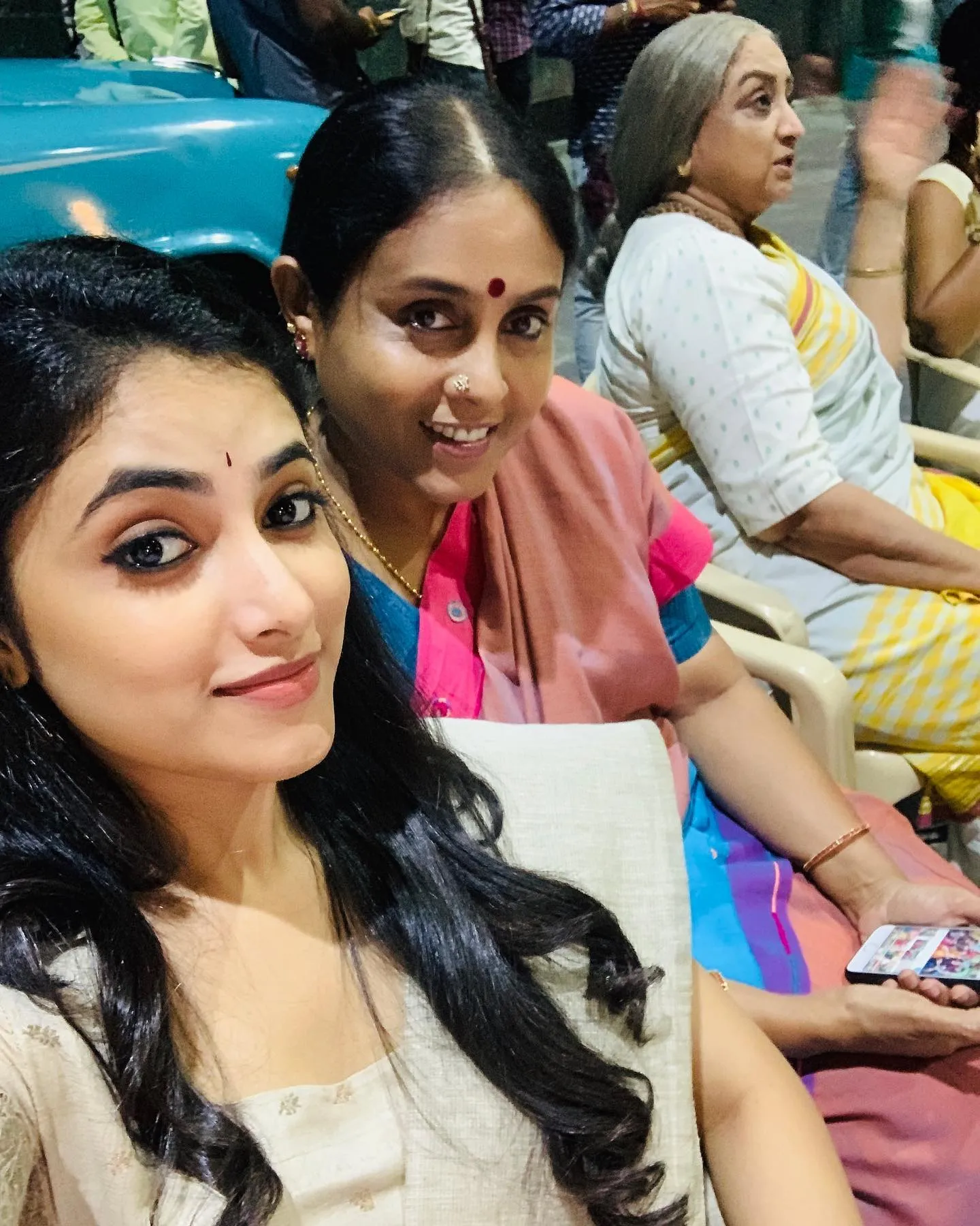 Priyanka Mohan And Saranya Ponvannan Sitting in a Function