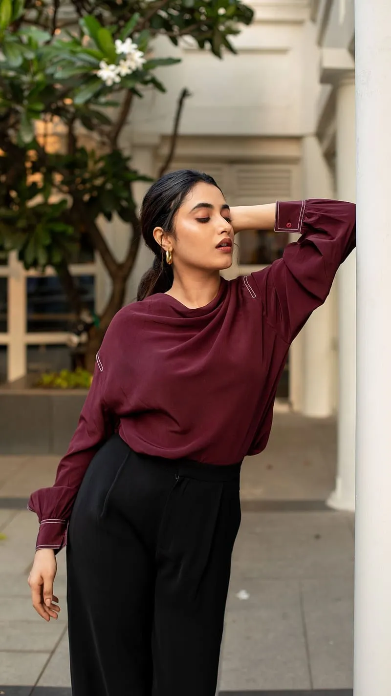 Priyanka Mohan Casual Look in Maroon Top with Confidence