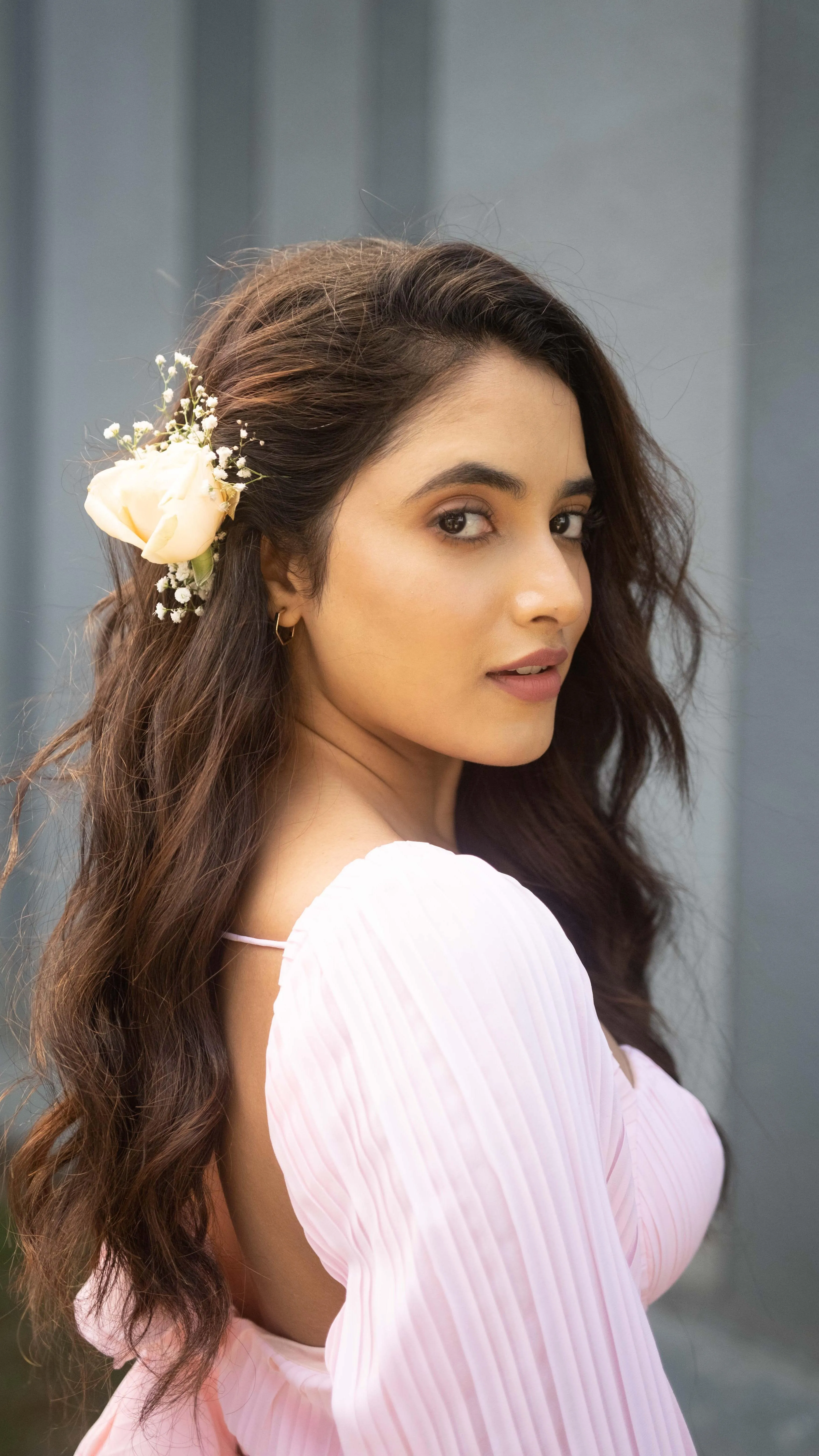 Priyanka Mohan in a Baby Pink Colour Modern Dress Wallpaper