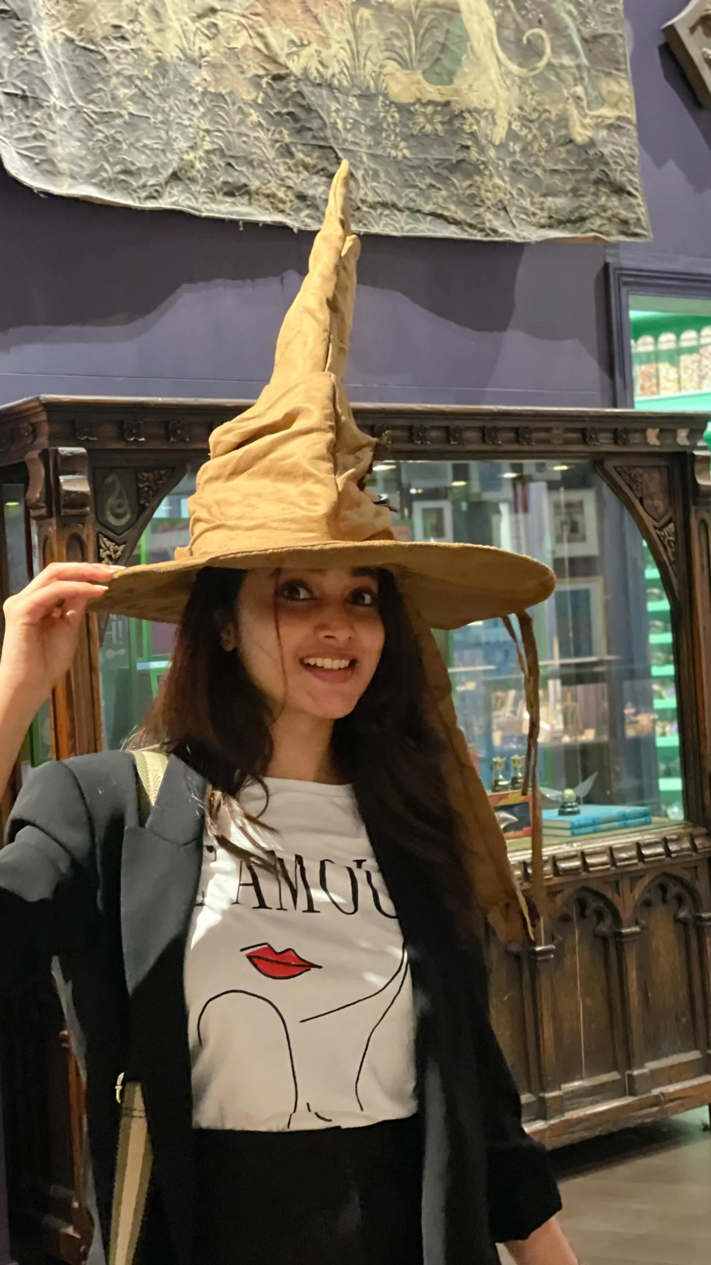 Priyanka Mohan in a Black And White Outfit with Sorting Hat