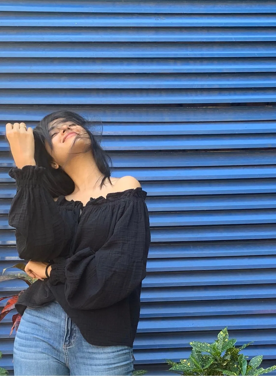 Priyanka Mohan in a Black Top And Blue Jeans Free Wallpaper