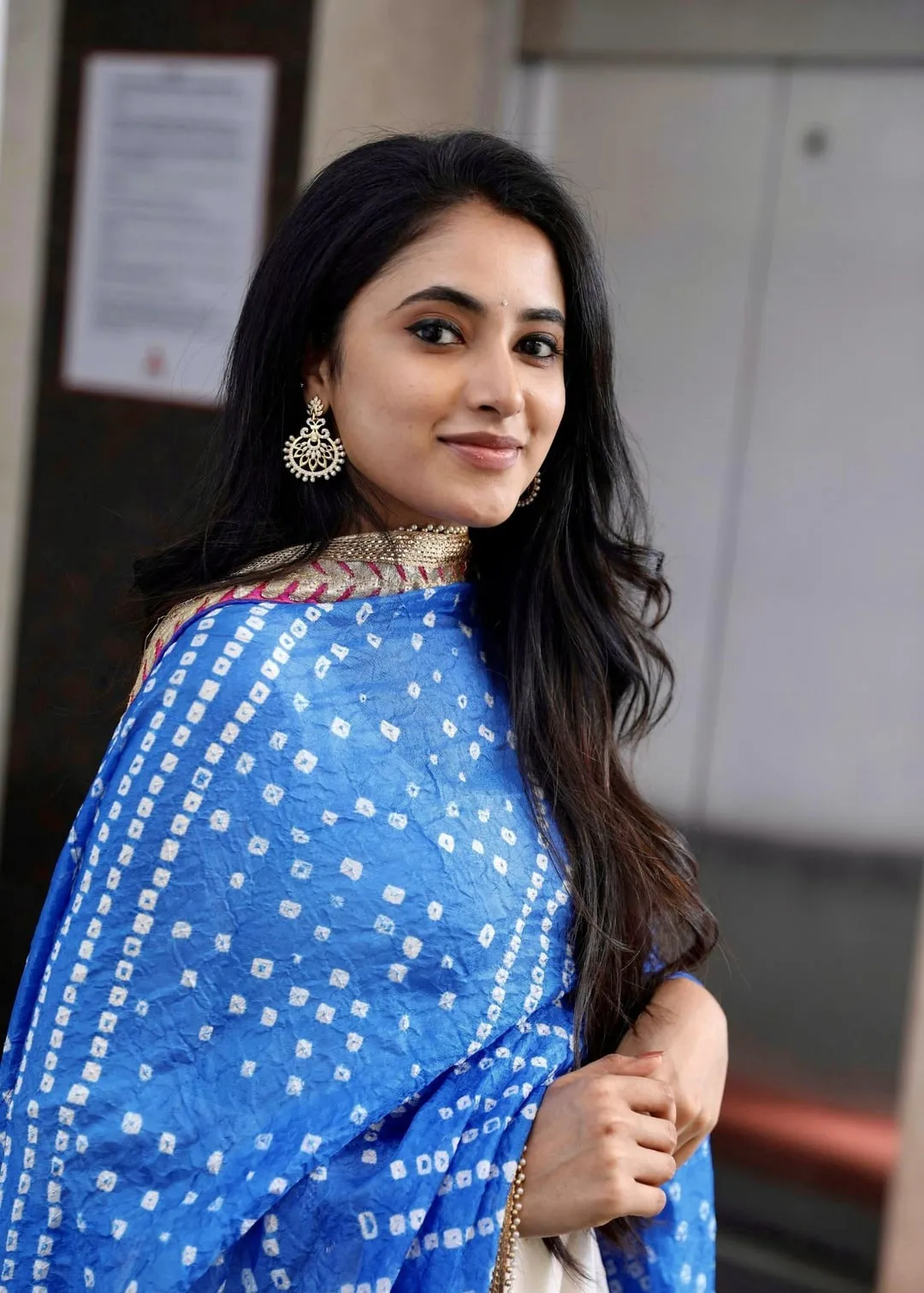 Priyanka Mohan in a Blue Dress Looking at the Camera Image