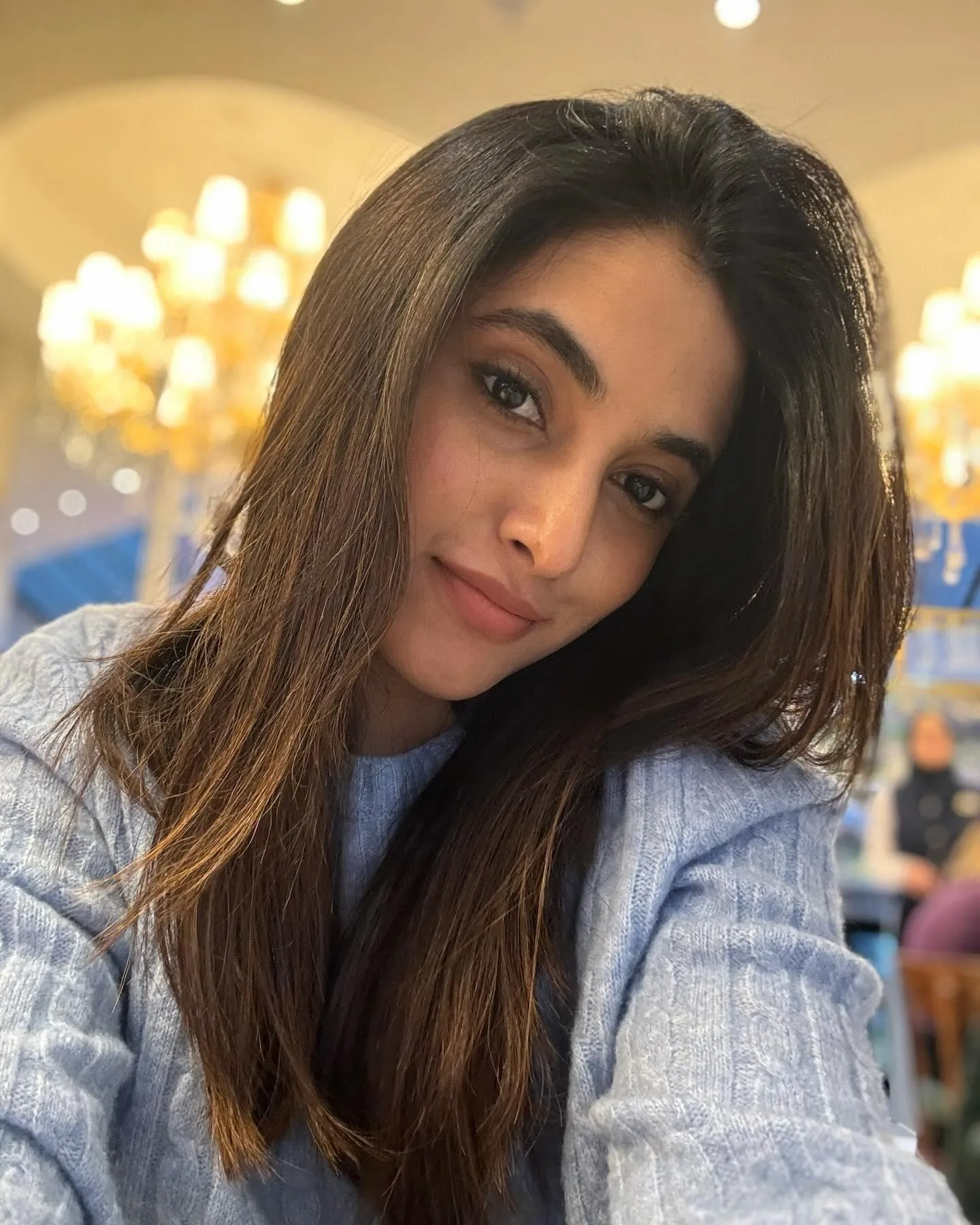 Priyanka Mohan in a Blue Dress with a Free Hairstyle Image