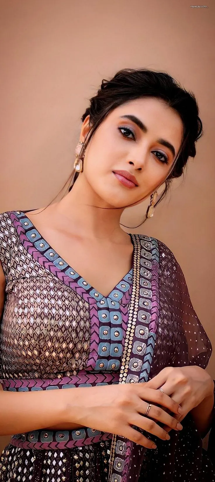 Priyanka Mohan in a Colourful Dress Looking Purposefully
