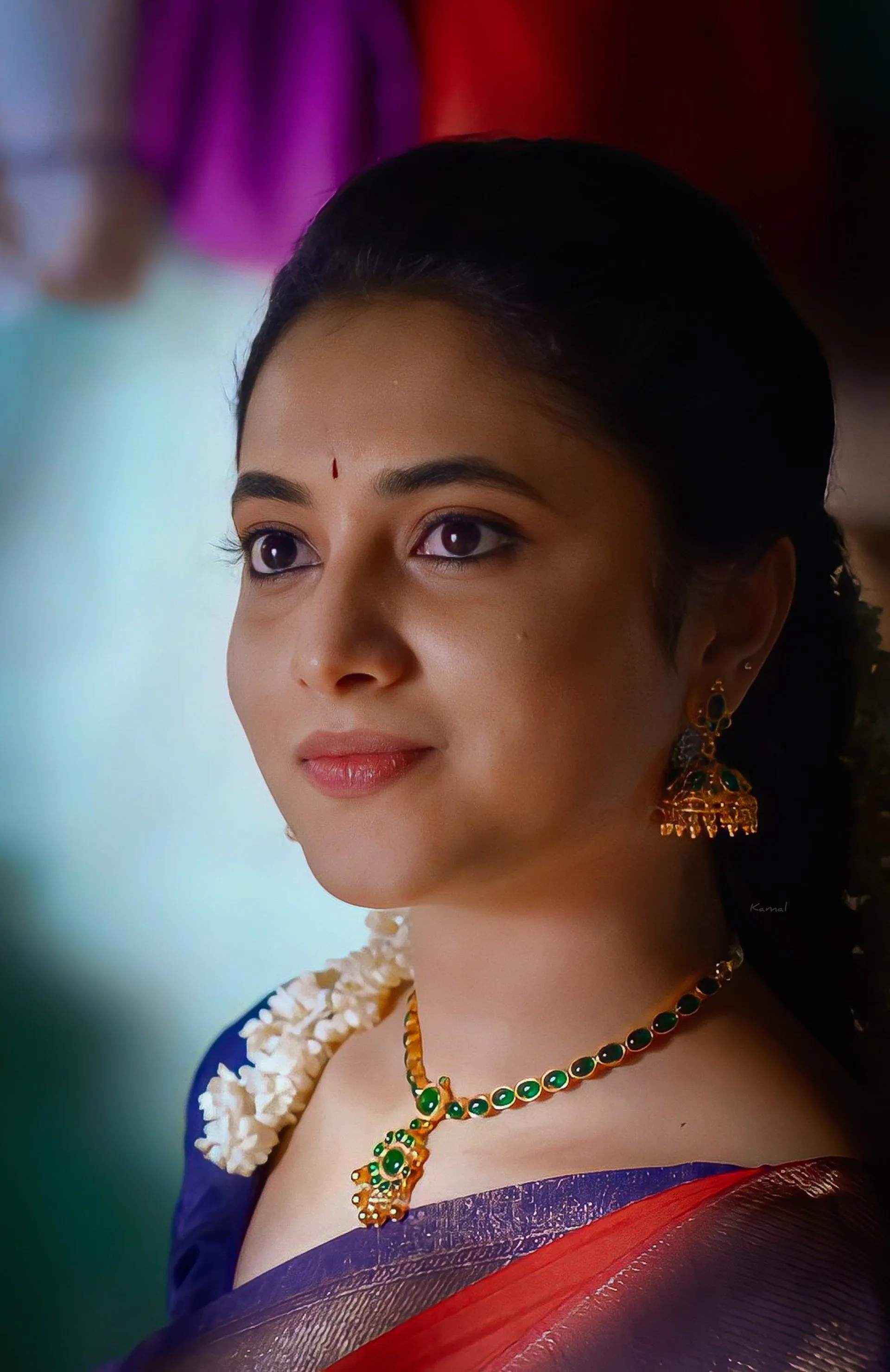 Priyanka Mohan in a Red And Blue Saree in Doctor Movie Scene