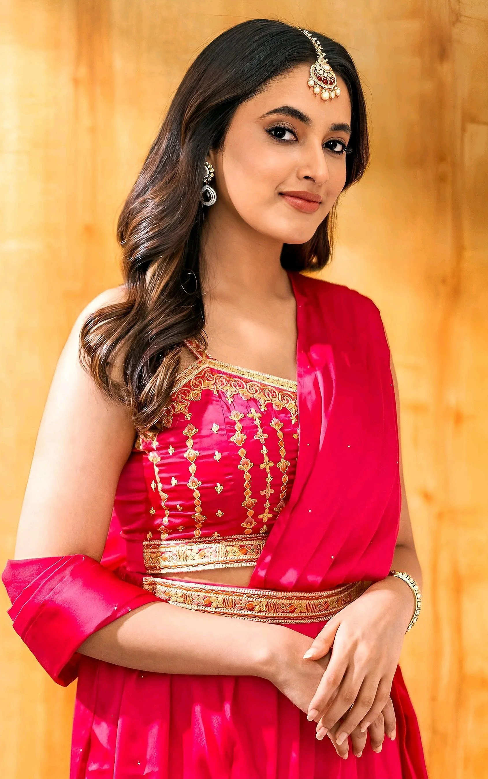 Priyanka Mohan in a Red Traditional Dress Free Wallpaper