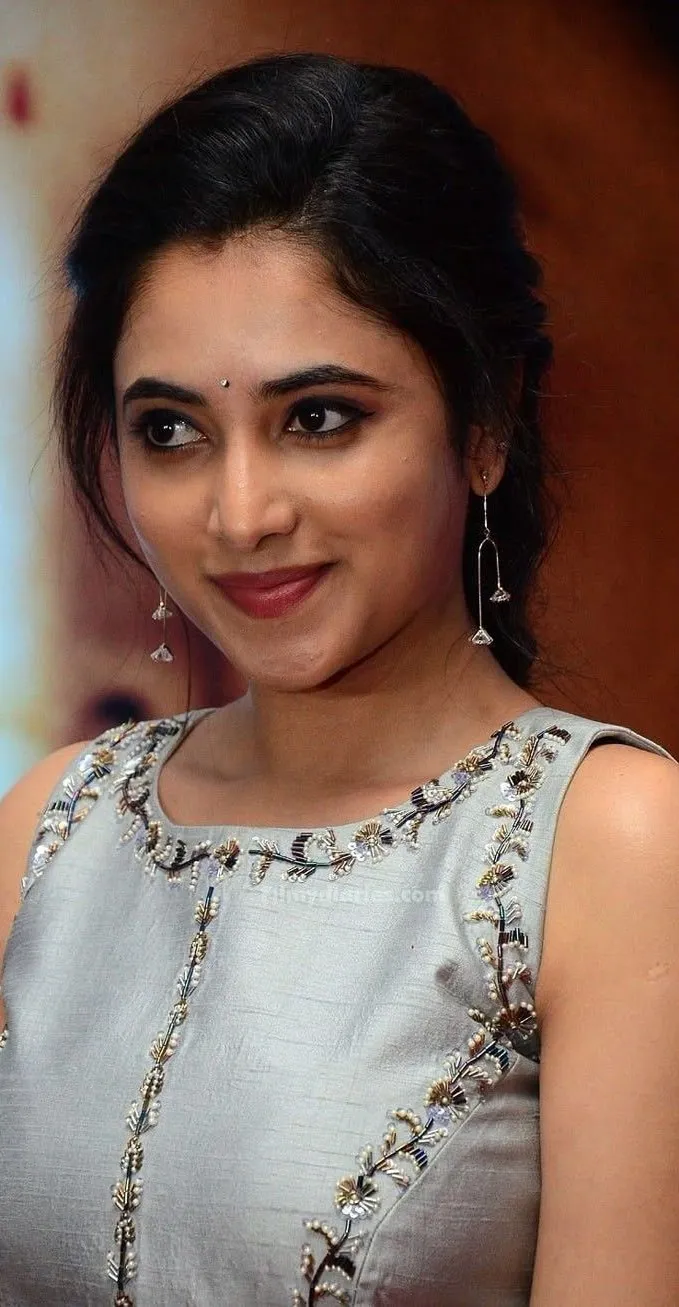 Priyanka Mohan in a Silver Dress Looking with a Cute Smile