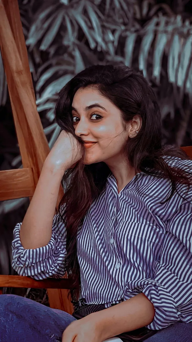 Priyanka Mohan in a White And Blue Striped Shirt Wallpaper