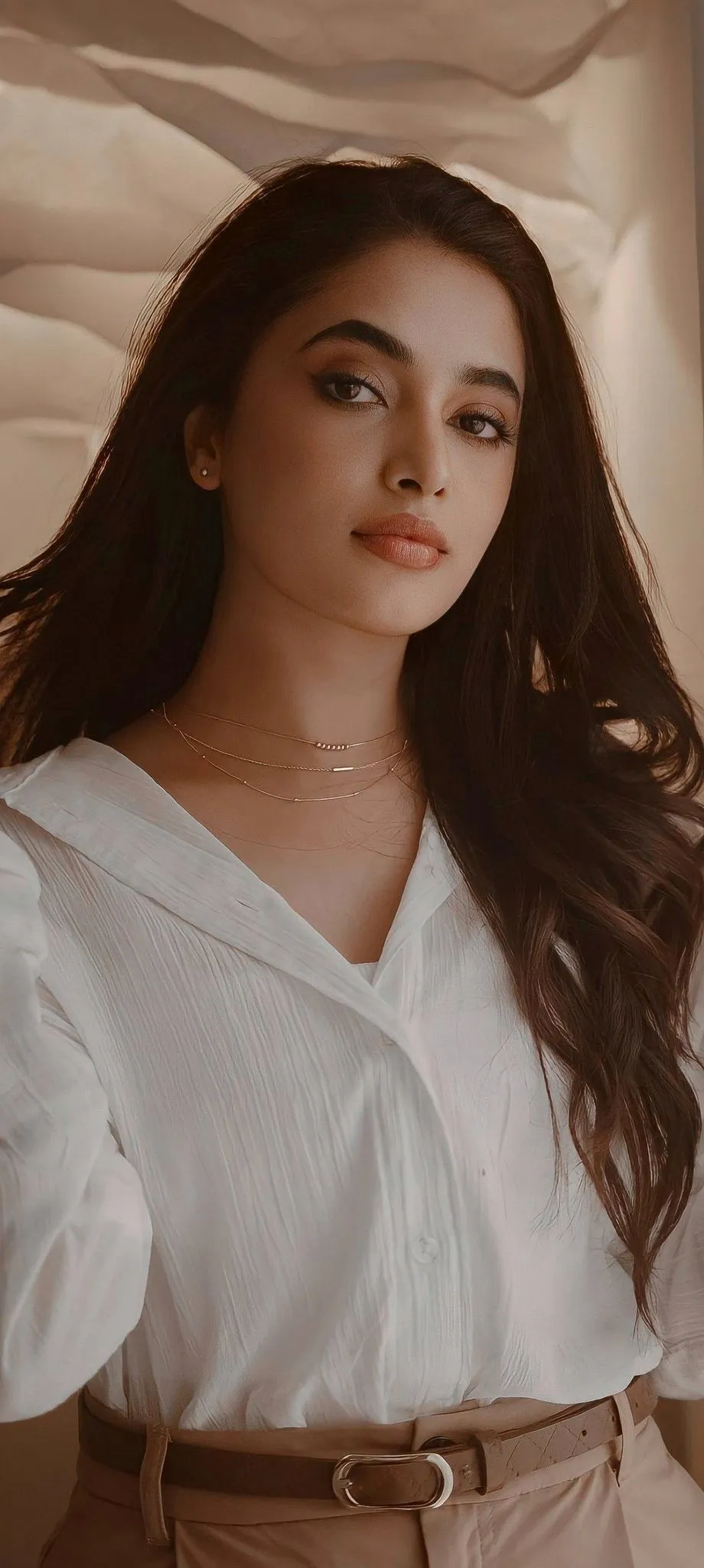 Priyanka Mohan in a White Shirt And Brown Pants Wallpaper