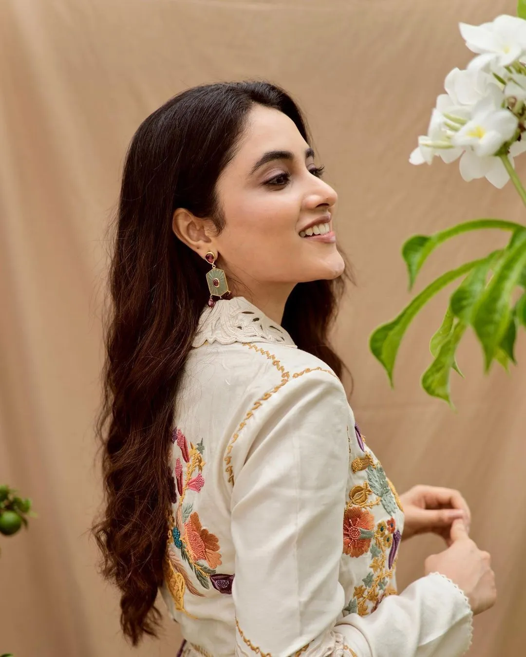 Side Profile of Priyanka Arul Mohan with Floral Decoration