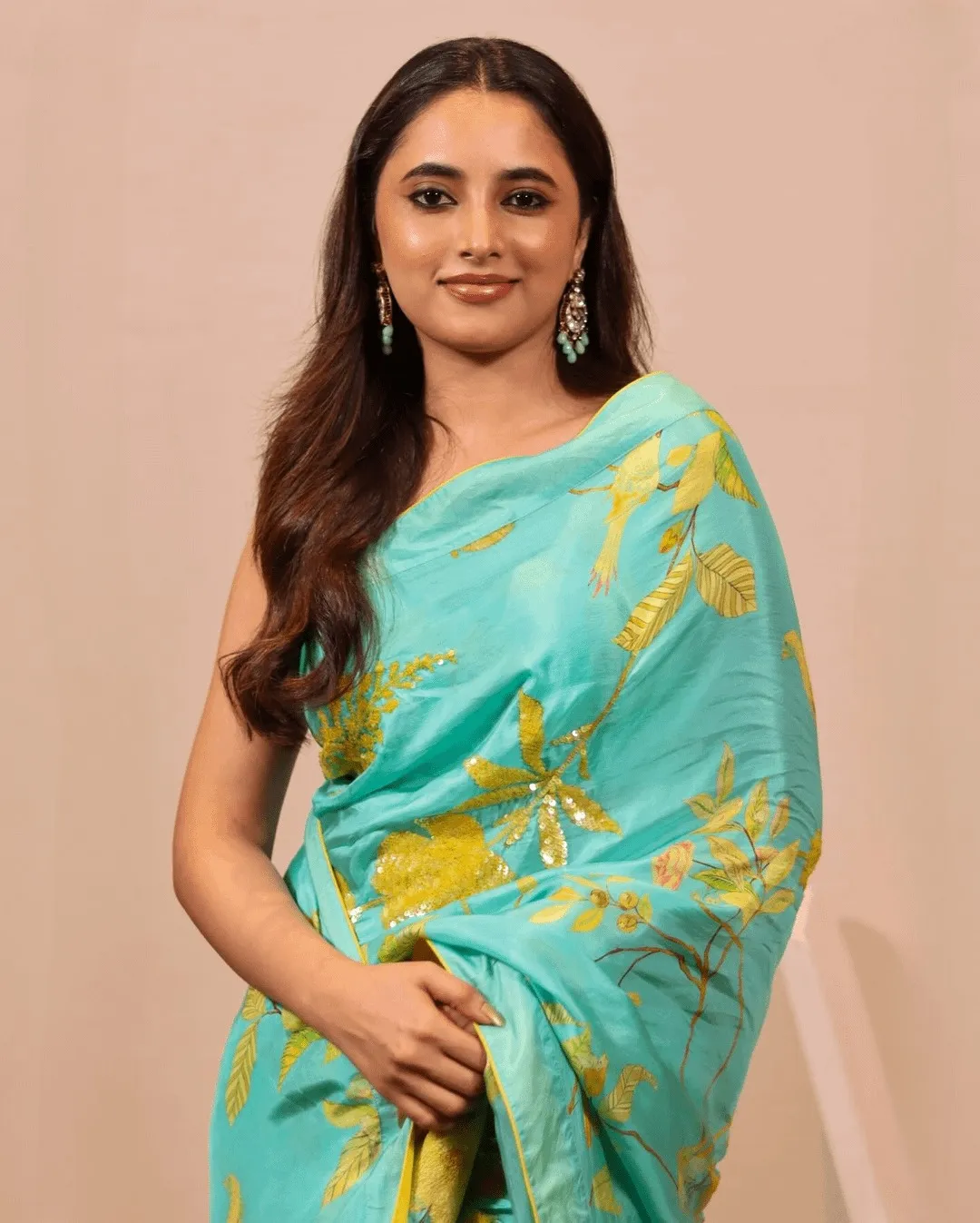 Stunning Image of Priyanka Mohan in a Blue Saree in Studio