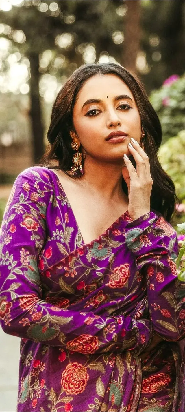 Stunning Image of Priyanka Mohan in a Violet Flower Dress