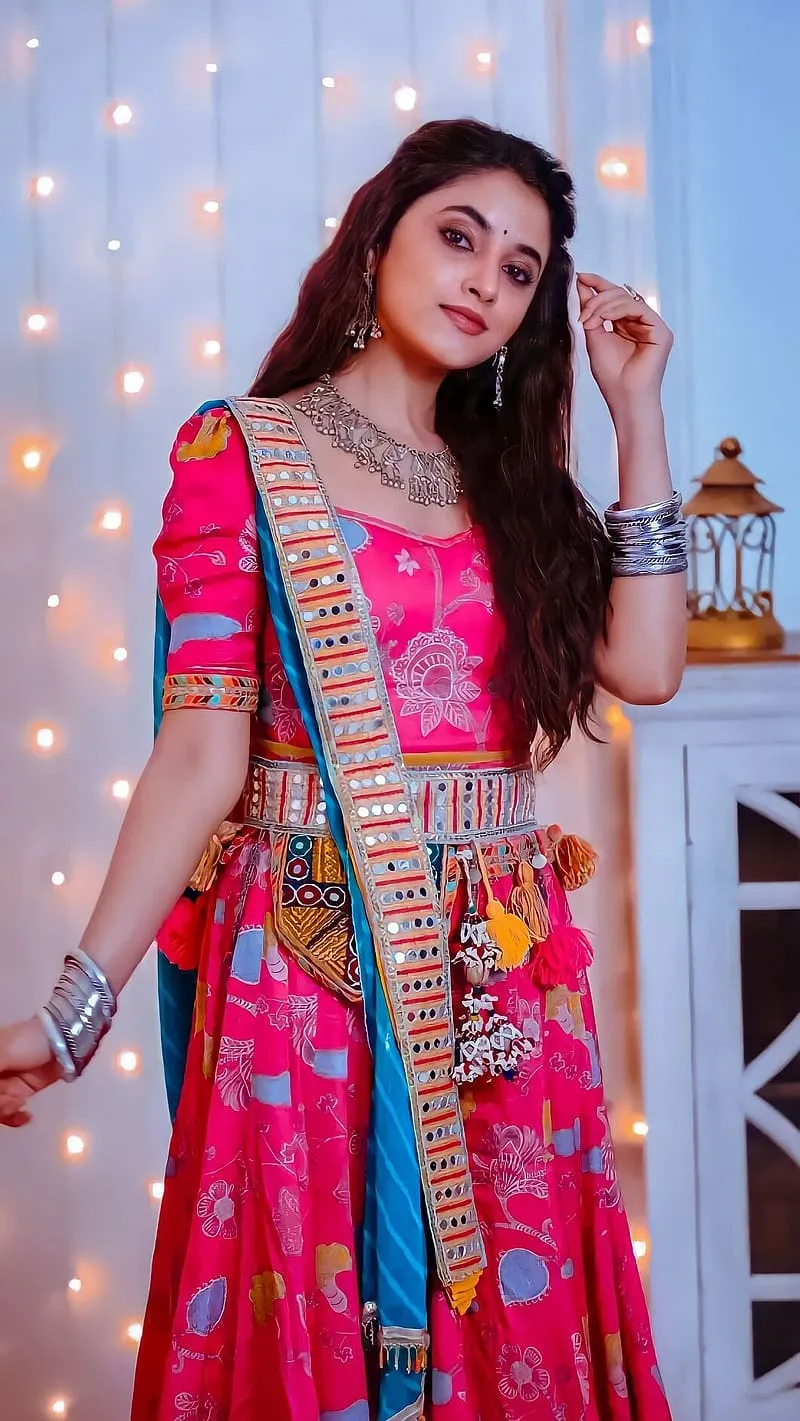 Vibrant Priyanka Arul Mohan in Pink and Blue Ethnic Dress
