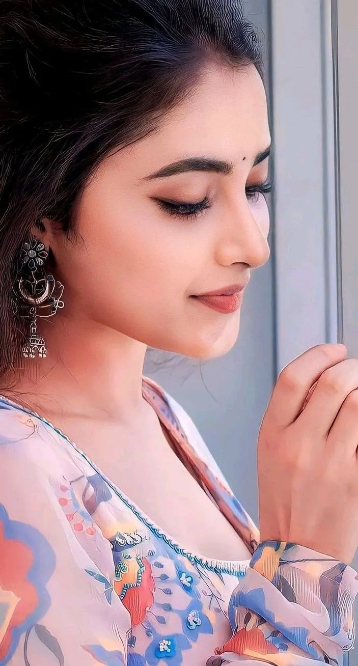 Zoomed in Image of Priyanka Mohan Wearing a Floral Dress