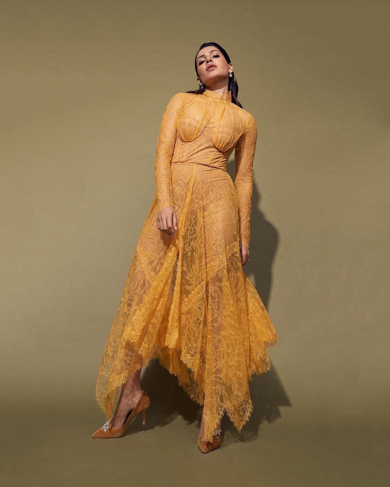 Samantha Cute in Yellow Dress Hd Images