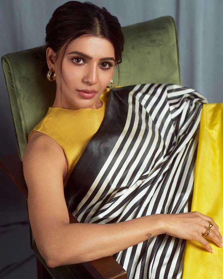 Samantha Cute in Yellow Saree Hd Image