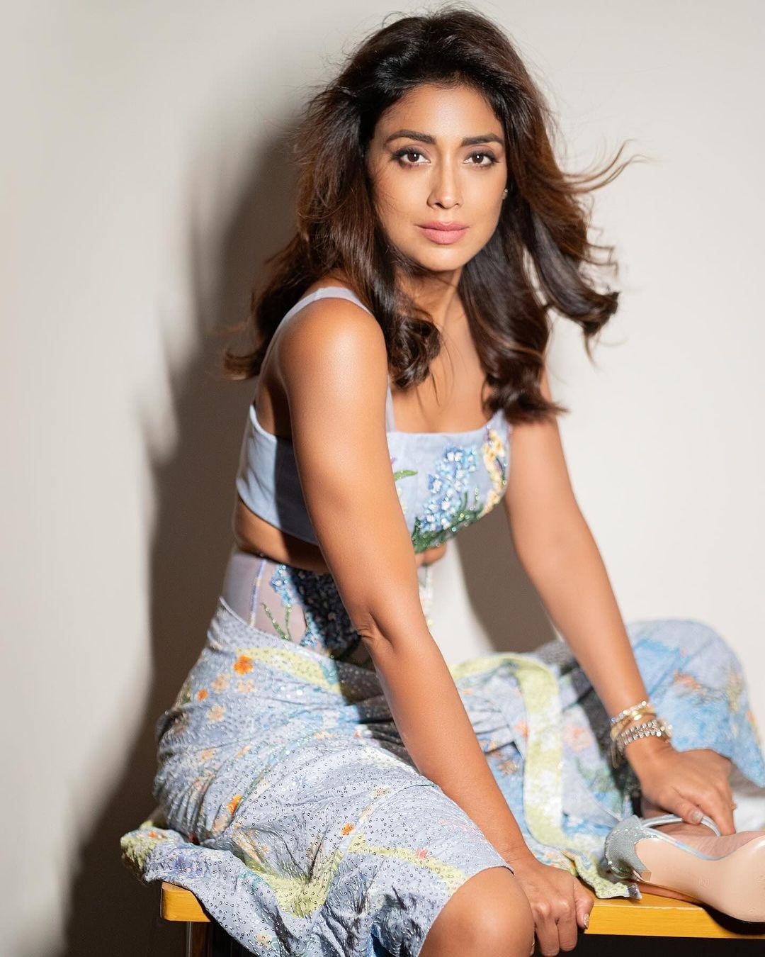 Actress Shriya Saran Glamorous in Floral Outfit