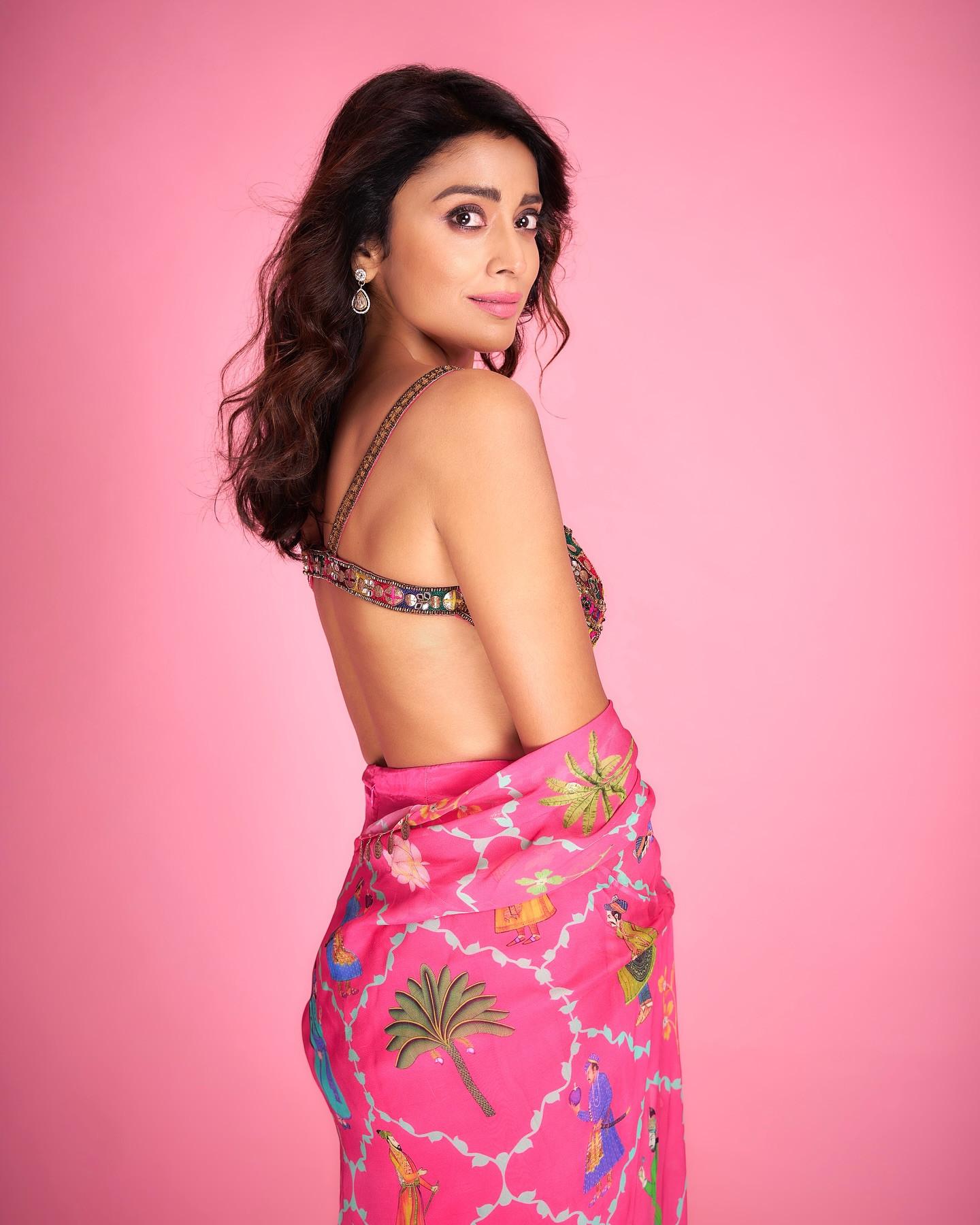 Shreya Elegant Pink Saree With Printed Duppata