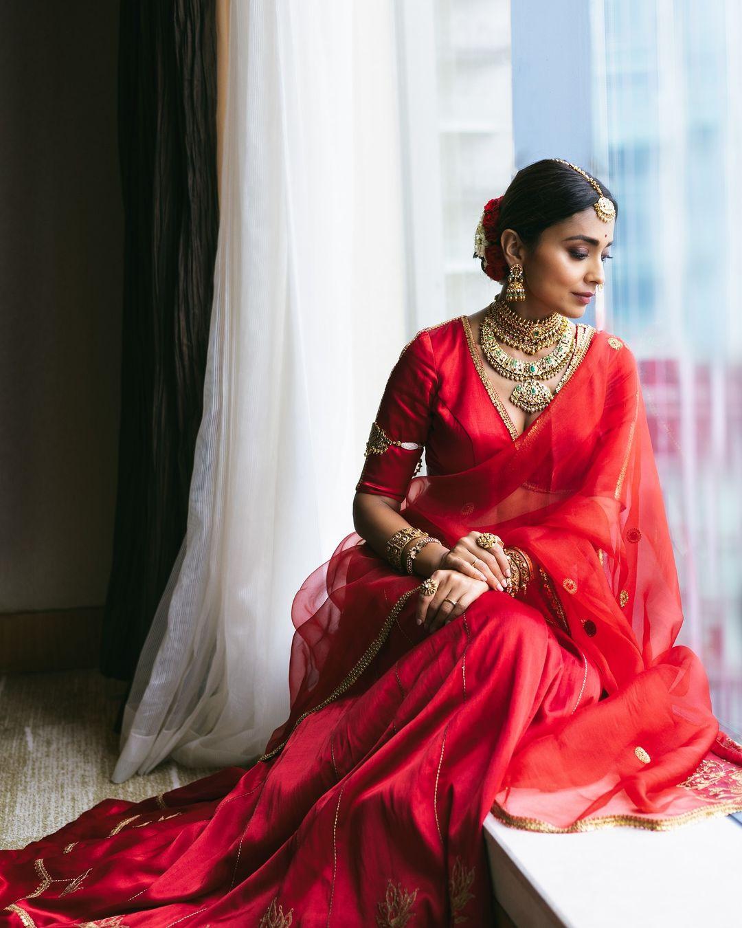 Shreya Red Traditional Outfit Photoshoot