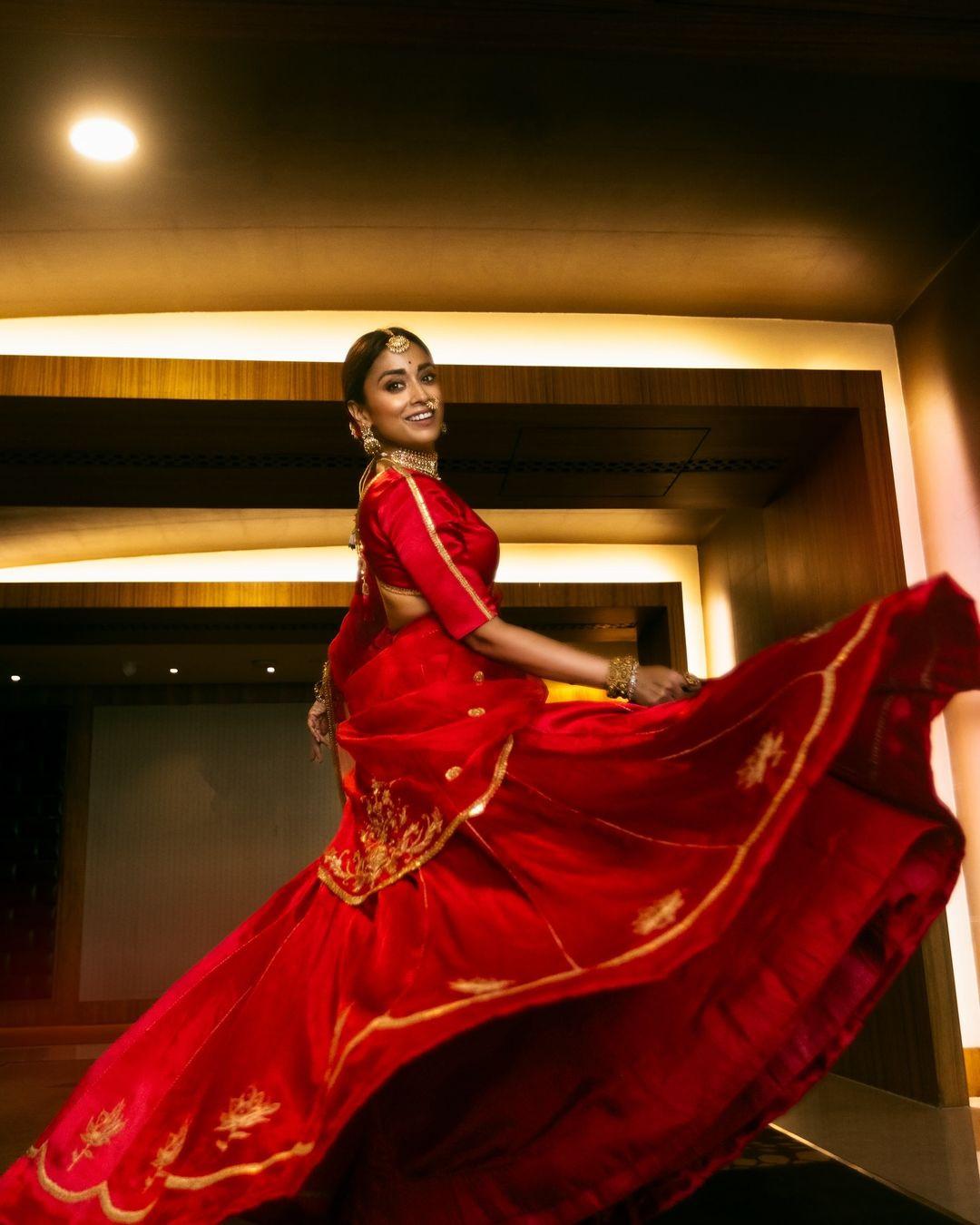 Shriya Red Traditional Outfit Photoshoot