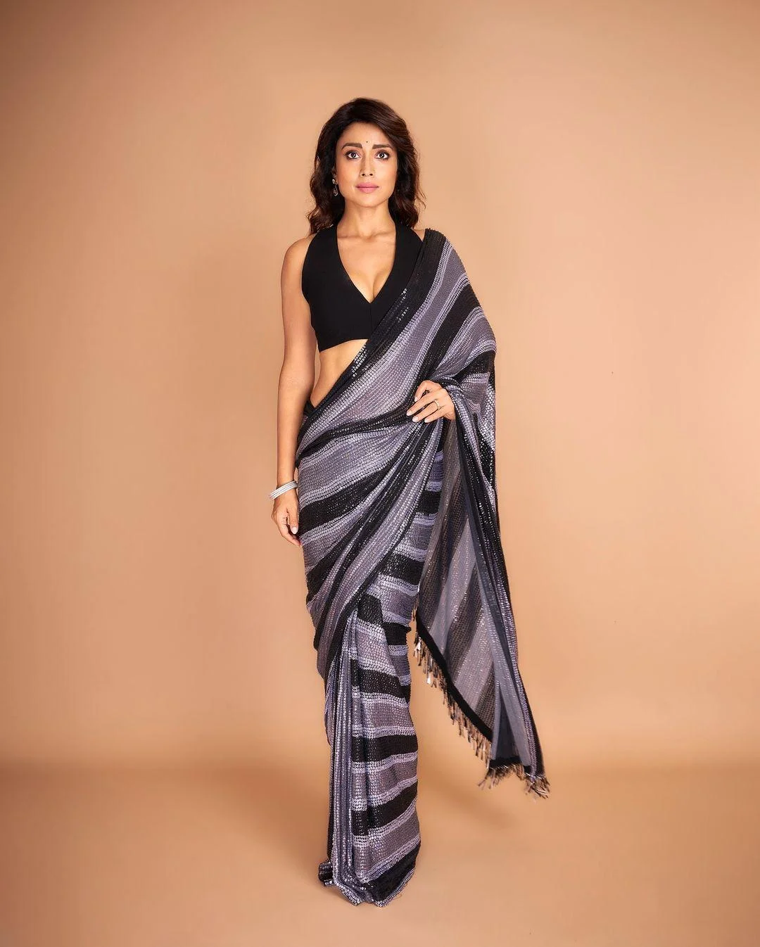 Shreya saran Hot in Black Saree Hd Image