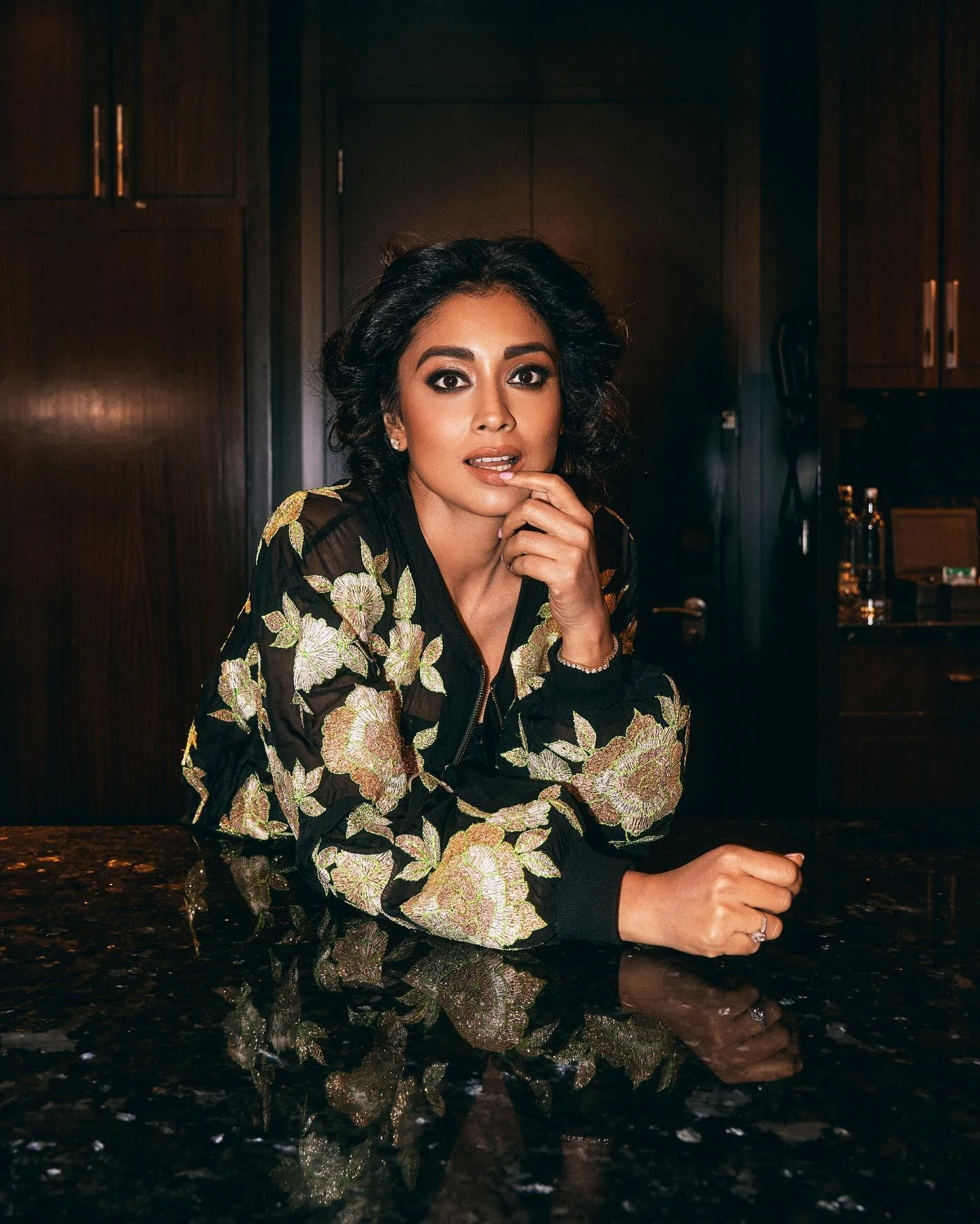 Shreya Saran in Floral Dress Hd Wallpaper