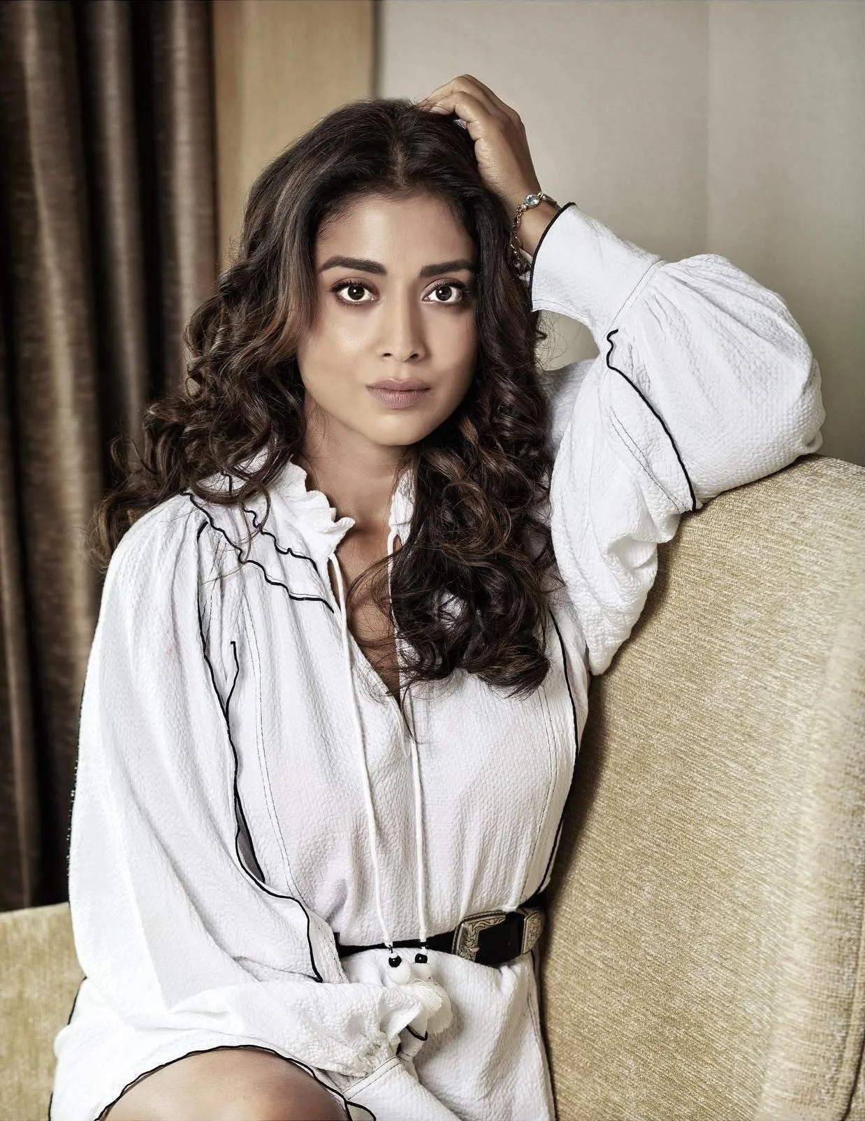 Shriya saran Classy Look in White Dress
