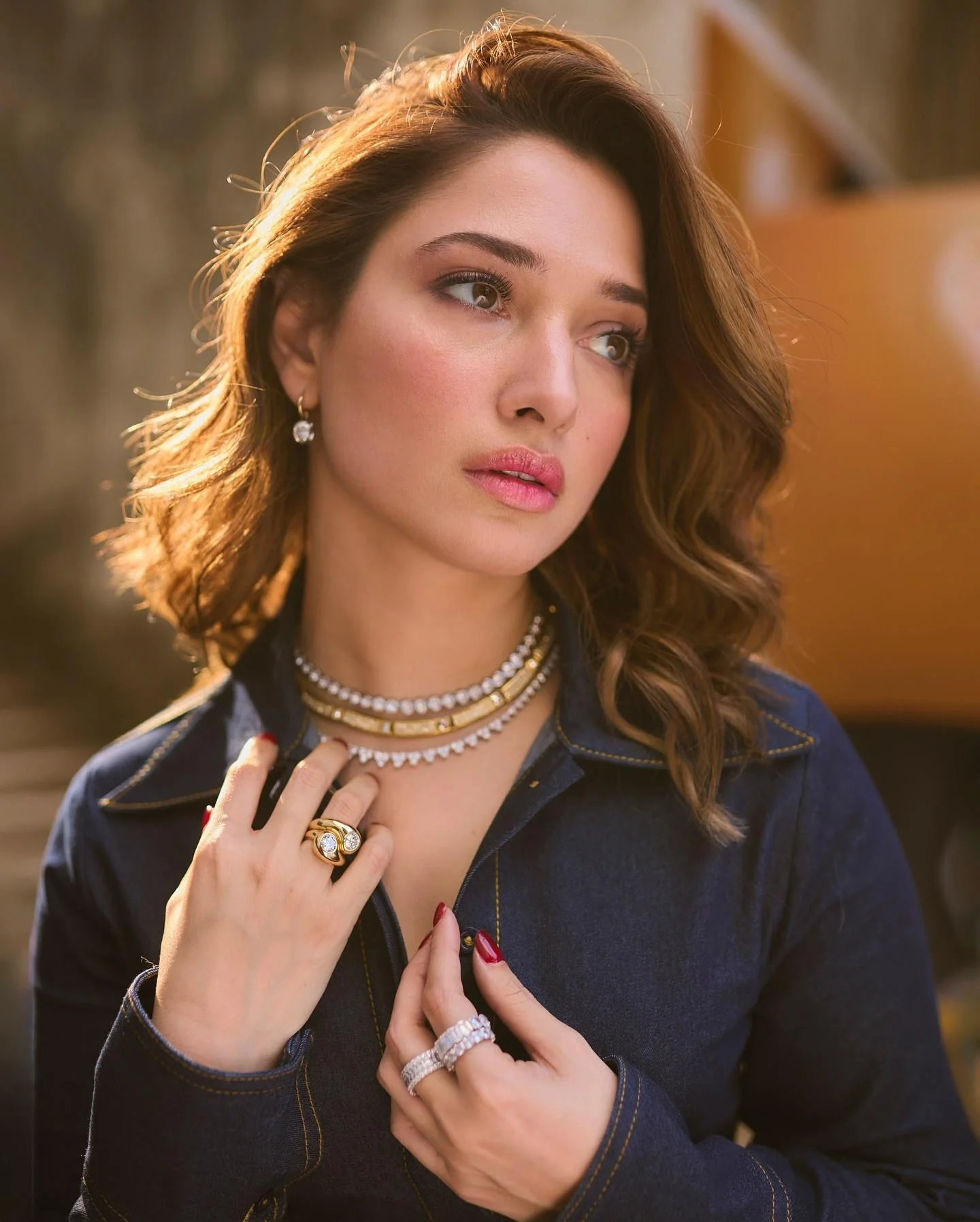 Actress Tamanna in Elegant Denim Outfit Hd Wallpaper