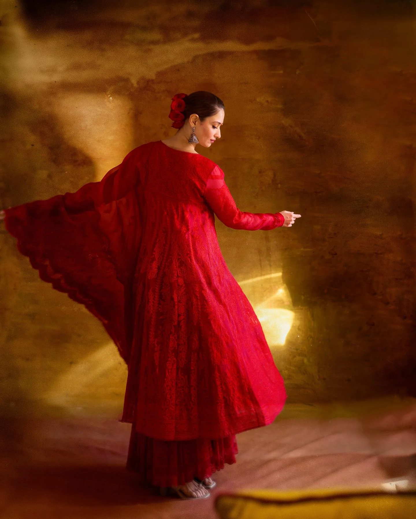 Actress Tamanna in Elegant Red Traditional Look Hd Image