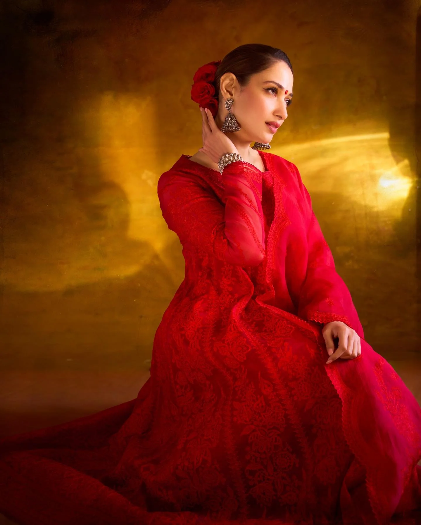 Actress Tamannaa in Elegant Red Traditional Look