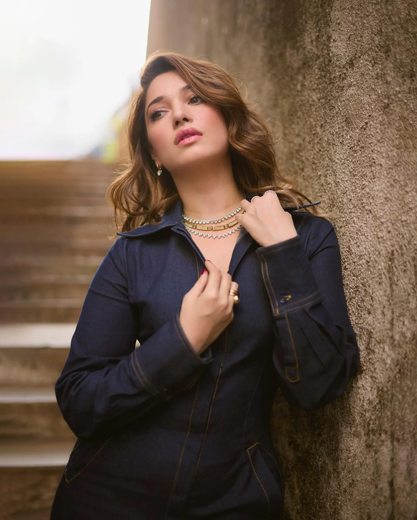 Tamannaah Bhatia in Elegant Denim Outfit Wallpaper