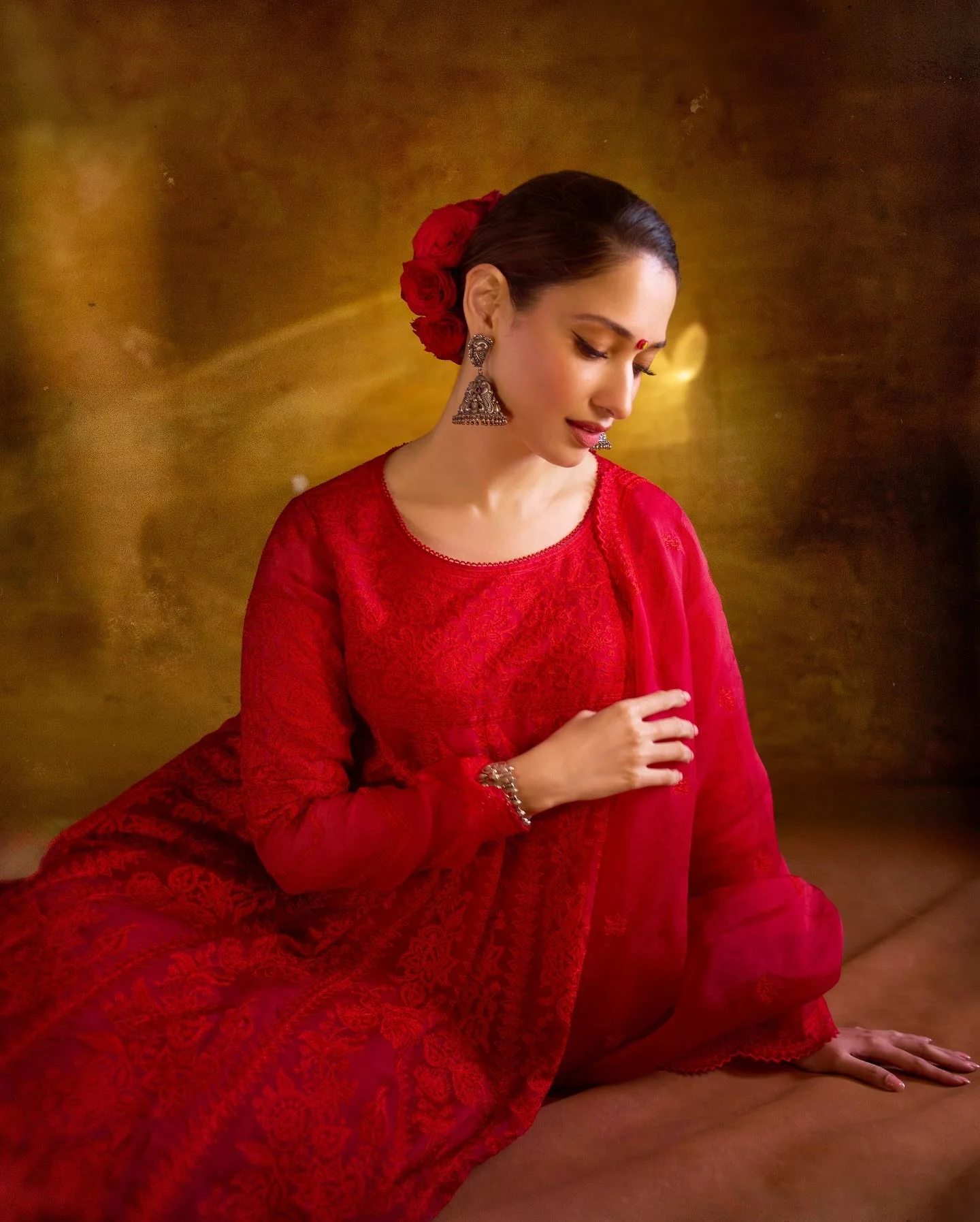 Tamannaah Bhatia in Elegant Red Traditional Look