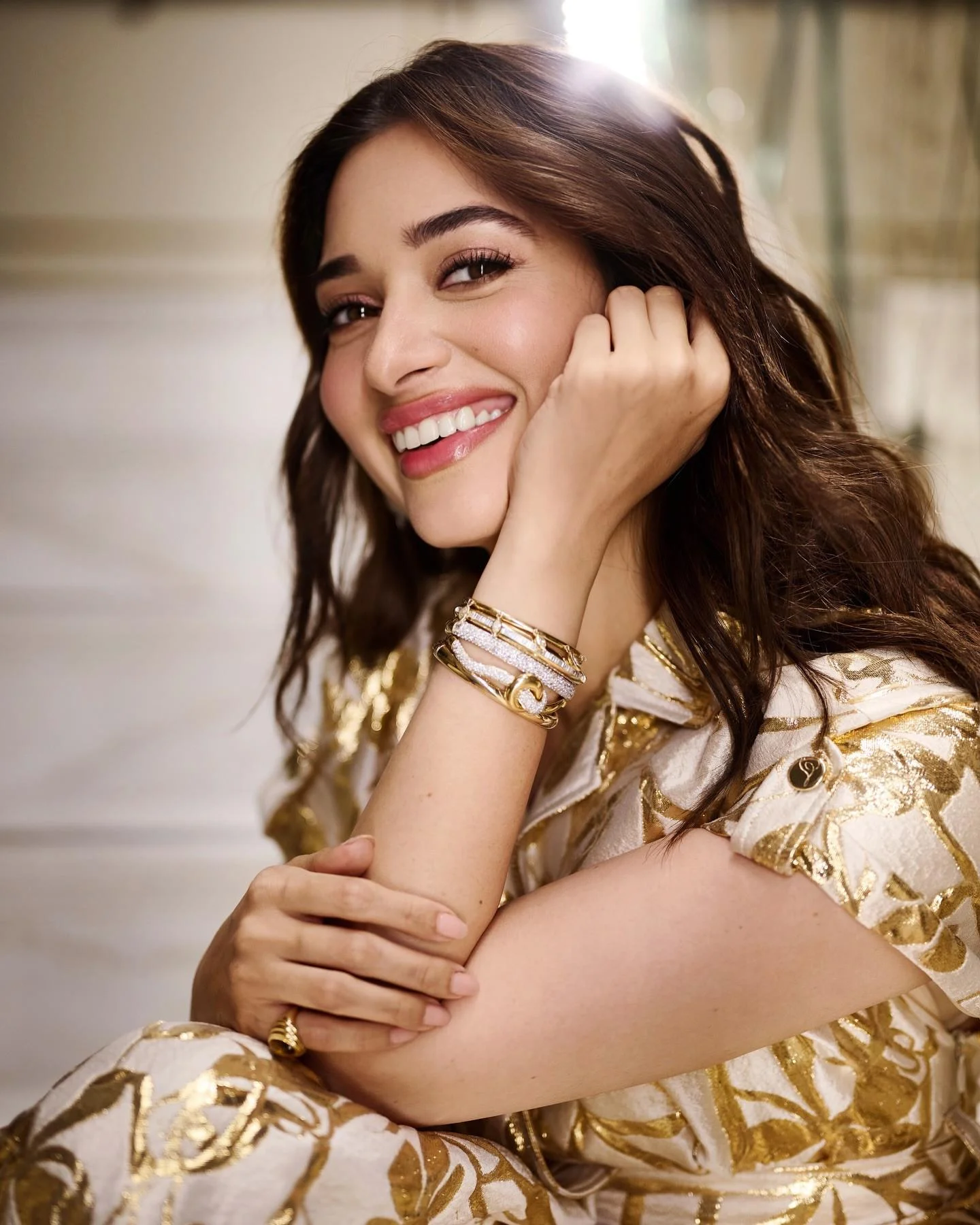 Tamannaah Bhatia Shines in Golden Embroidered Outfit