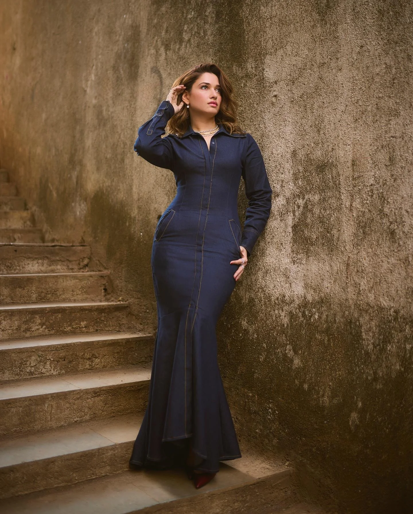 Tamannaah in Elegant Denim Outfit Hd Image