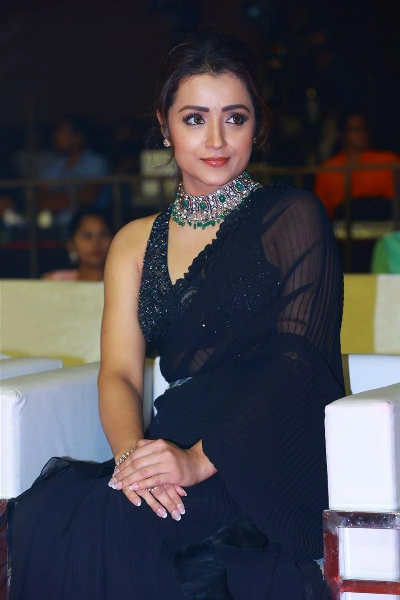 Actress Trisha Krishnan in Black Saree at Glamorous Event
