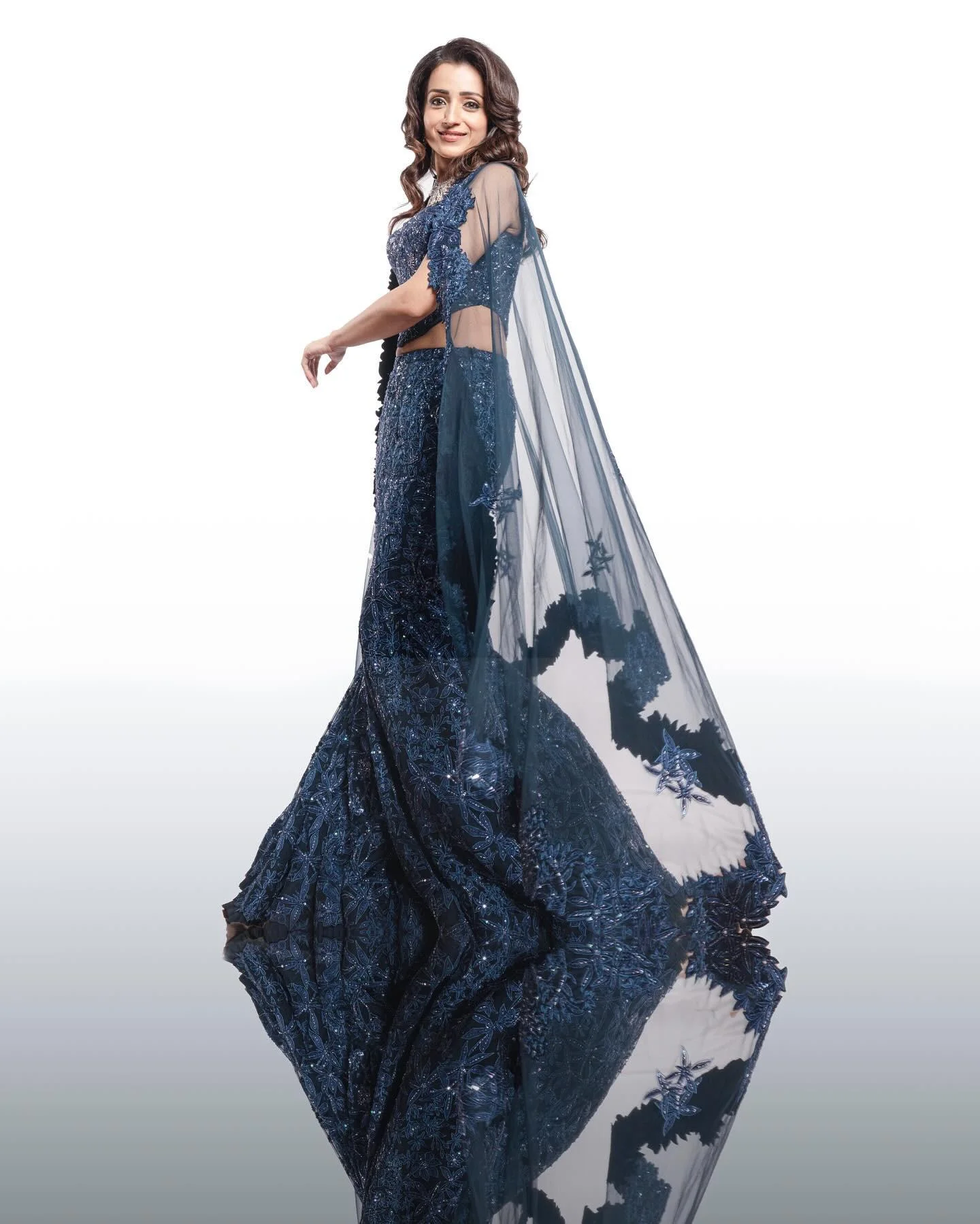 Actress Trisha Krishnan in Elegant Blue Designer Gown Image