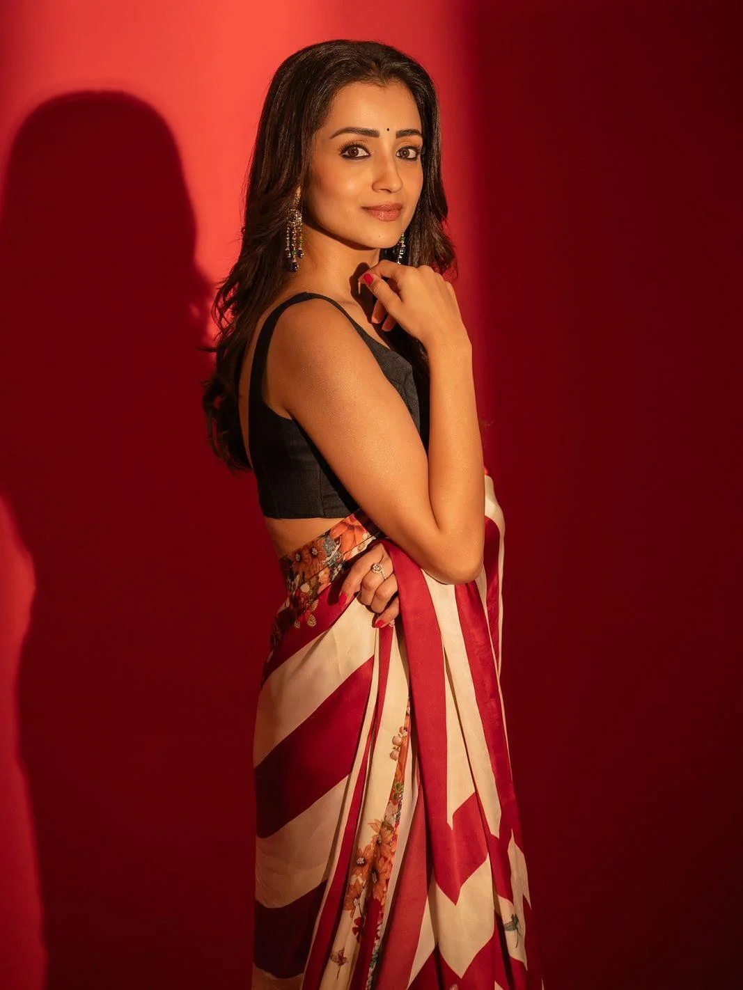 Actress Trisha Krishnan Radiates Grace in Red Ethnic Saree